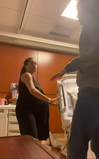 Meghan Markle and Prince Harry in a hospital room dancing while trying to induce labor to welcome Princess Lilibet on June 4, 2025 | Source: Instagram/meghan