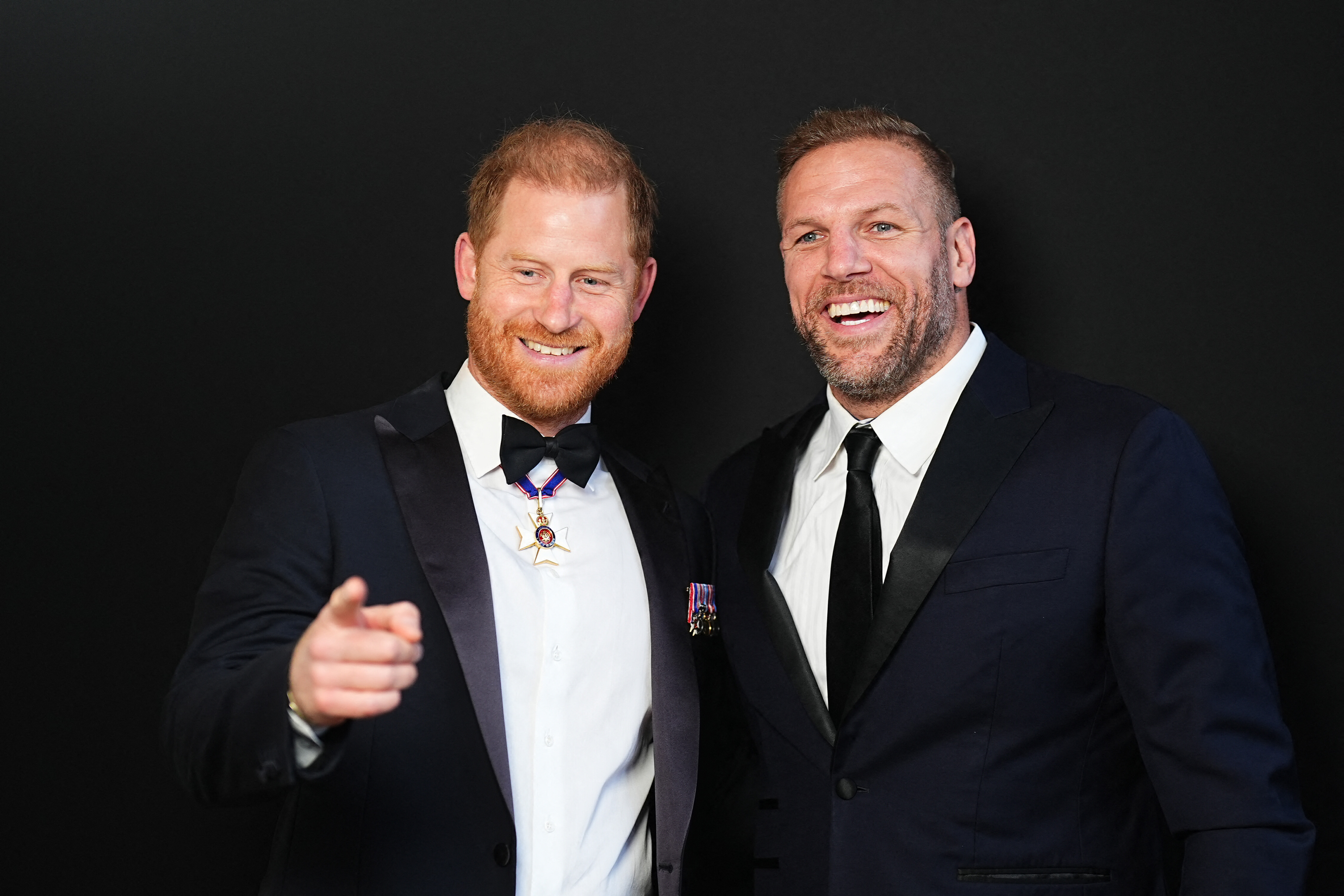 Prince Harry, Duke of Sussex poses with James Haskell as he attends the inaugural Invictus Spirit Awards at the Old Royal Naval College in Greenwich, south-east London on September 17, 2026. | Source: Getty Images