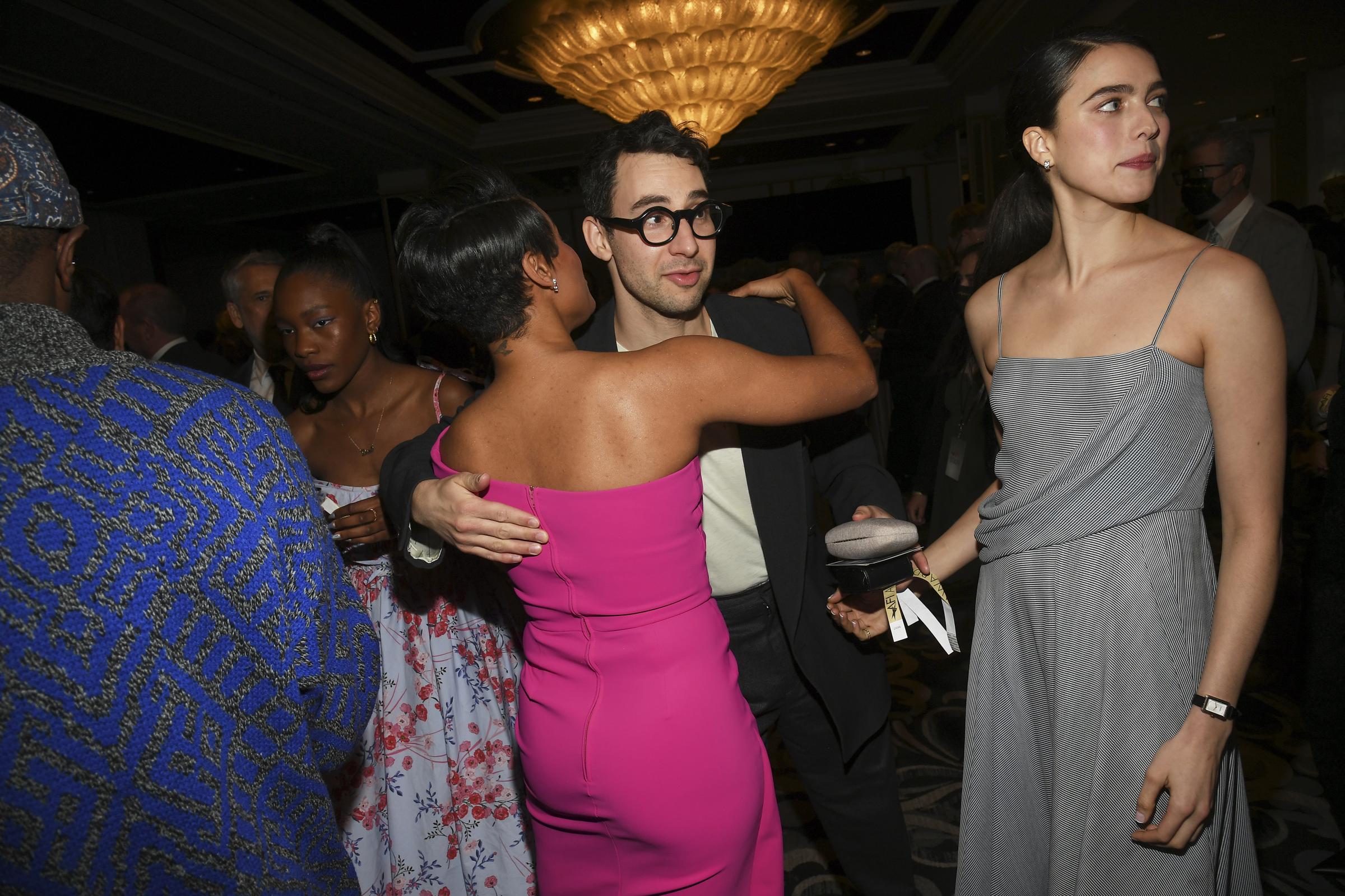 Jack Antonoff embraces Ariana DeBose as Margaret Qualley stands nearby at a 2022 event, years before unverified rumors about the couple's marriage surfaced online. | Source: Getty Images