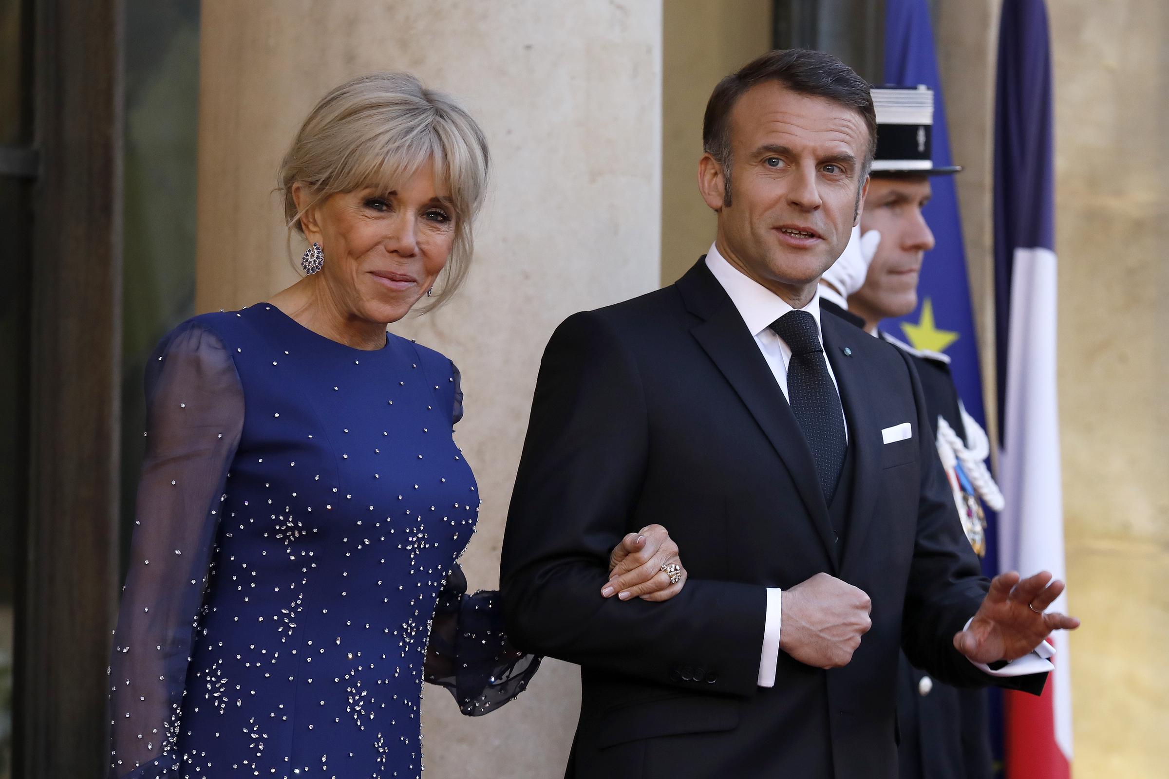 Brigitte and Emmanuel Macron awaiting to welcome King Frederik X of Denmark and Queen Mary of Denmark at the Elysee presidential palace in Paris, France on March 31, 2025. | Source: Getty Images