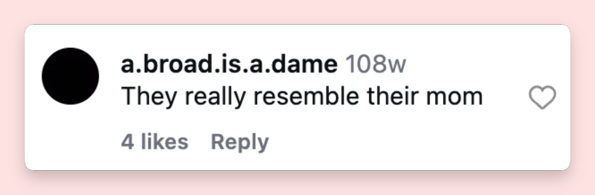 Netizen comment about the actress' kids, posted on April 6, 2024. | Source: Instagram/Page Six