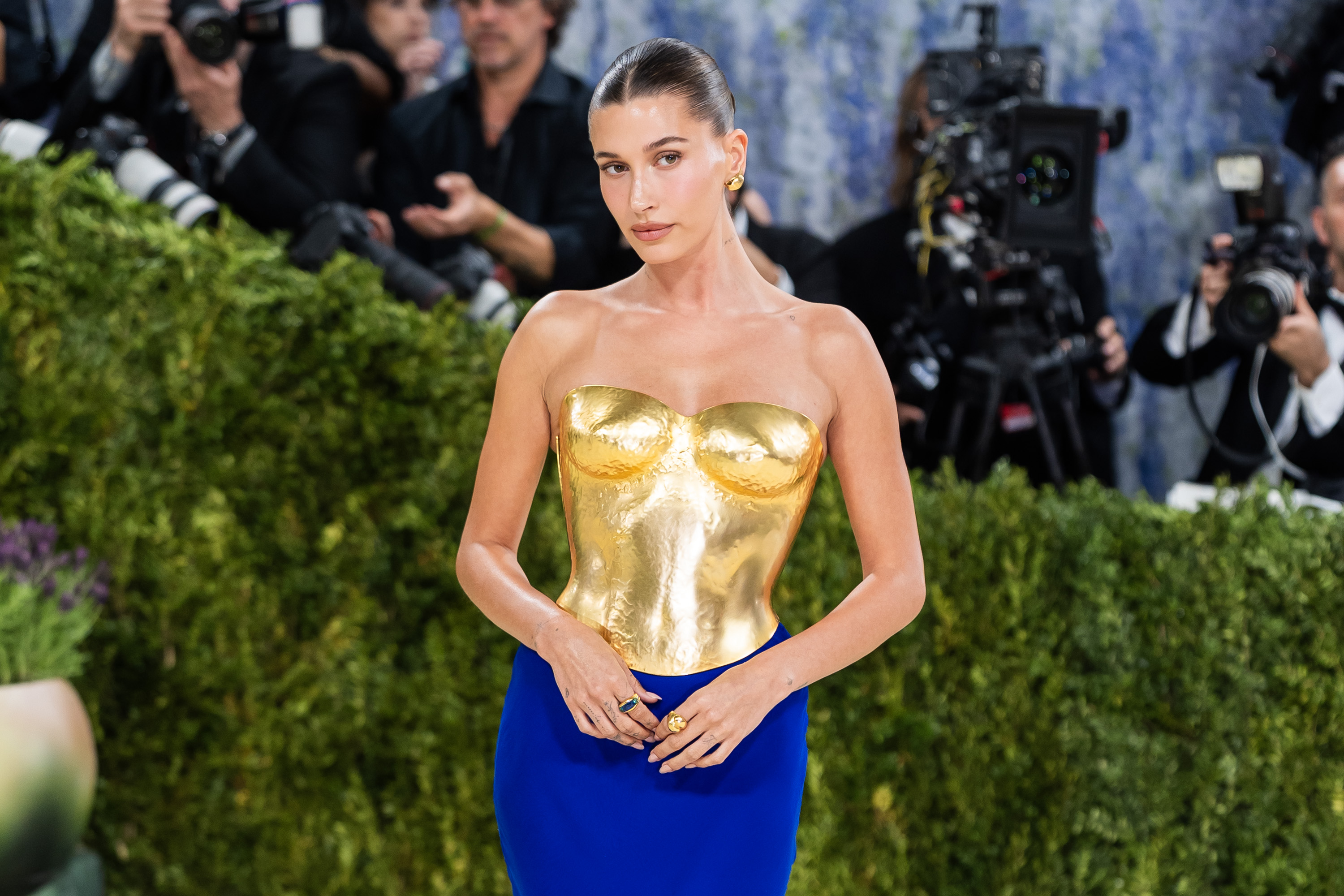 Hailey Bieber attends the Met Gala celebrating "Costume Art" at Metropolitan Museum of Art on May 4, 2026, in New York City | Source: Getty Images