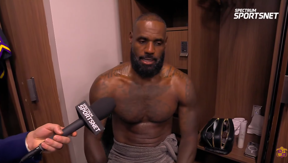 LeBron James answering questions from the interviewer. | Source: YouTube/Lakers Nation