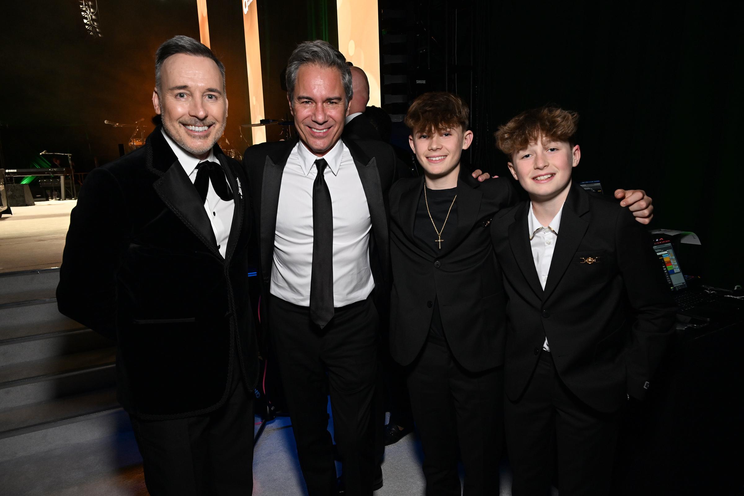 David Furnish and Eric McCormack with Zachary and Elijah Furnish-John at the Elton John AIDS Foundation's 33rd Annual Academy Awards Viewing Party on March 2, 2025, in West Hollywood, California. | Source: Getty Images