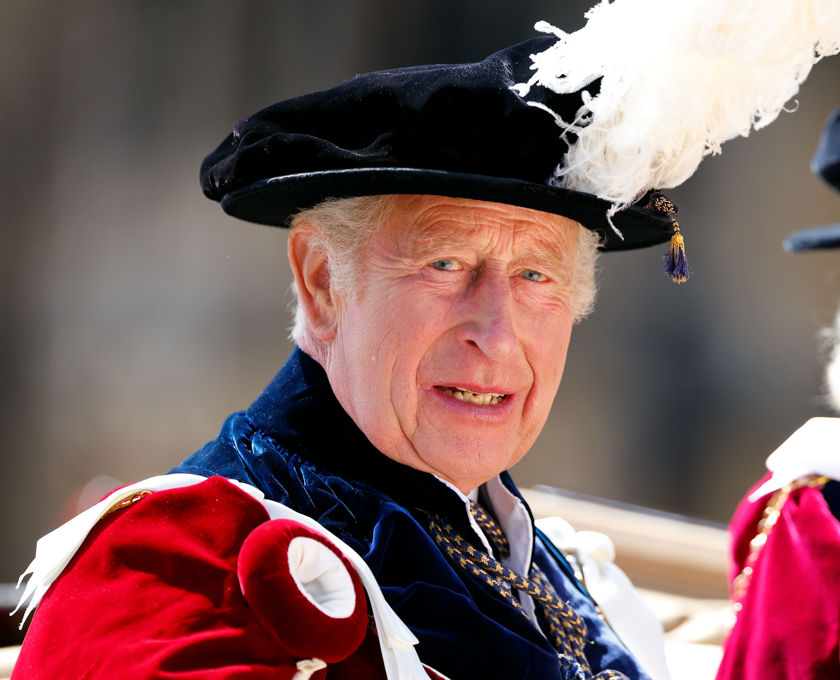 King Charles rides in a horse carriage as he attends the Order of the Garter service at St. George's Chapel, Windsor Castle in Windsor, England on June 16, 2025 | Source: Getty Images