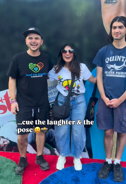 Prince's words made Bigi smile despite how serious he always seem as they posed for a photo with Tanaya Amar, who attened the King of Popcorn event on August 28, 2026. | Source: Instagram/tanayaamar