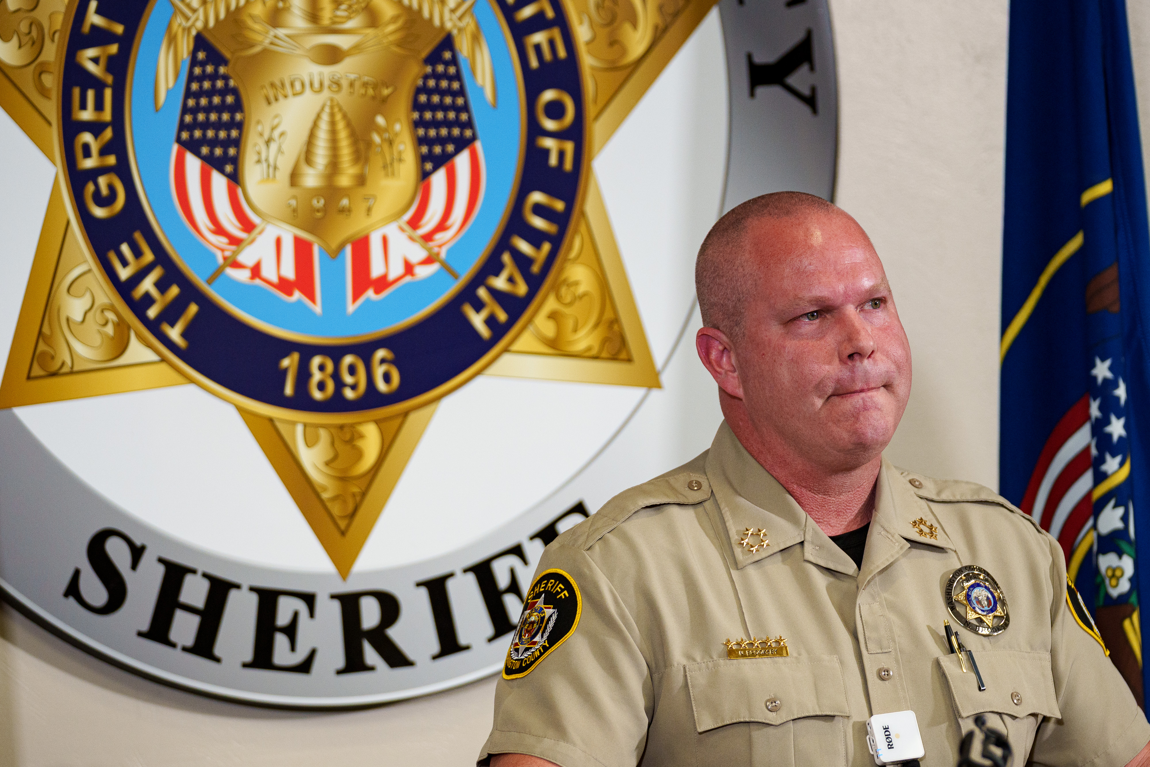 Washington County Sheriff Nate Brooksby describes the surrender of Tyler Robinson at a news conference on September 17, 2025, in Hurricane, Utah | Source: Getty Images