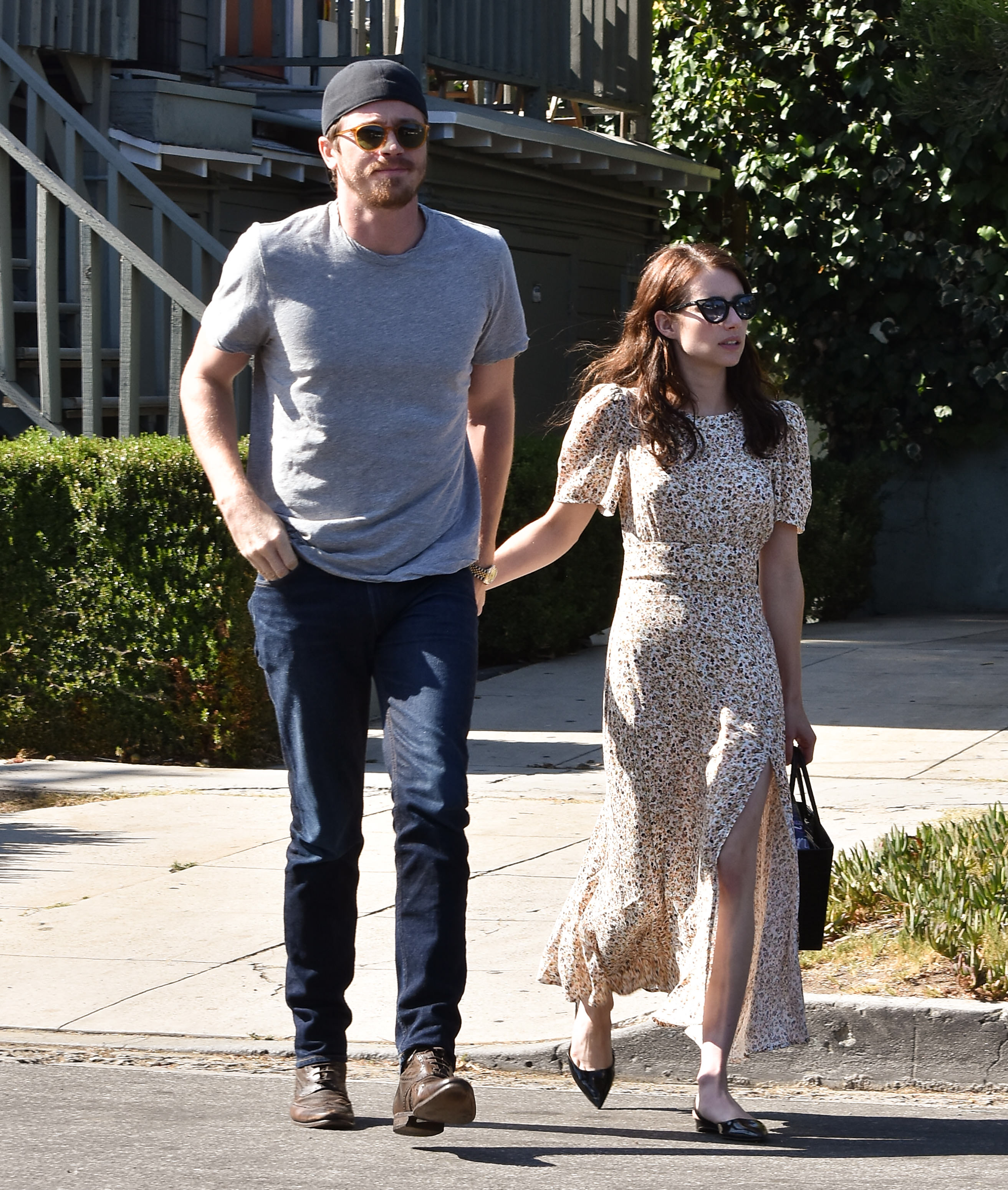 Emma Roberts and Garrett Hedlund are seen together in Los Angeles on Aug. 10, 2019. The former couple welcomed their son, Rhodes, in December 2020 before separating in 2022 and continuing to co-parent. | Source: Getty Images