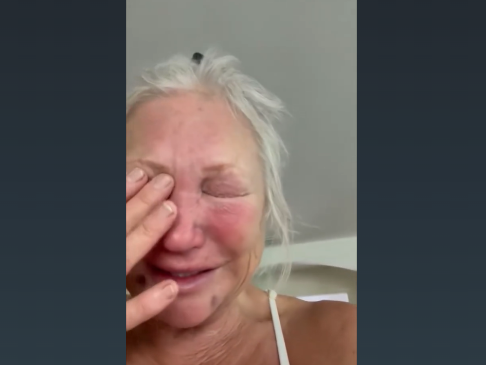 Linda Hogan crying in a video uploaded by TMZ on March 27, 2025 | Source: TikTok/tmz