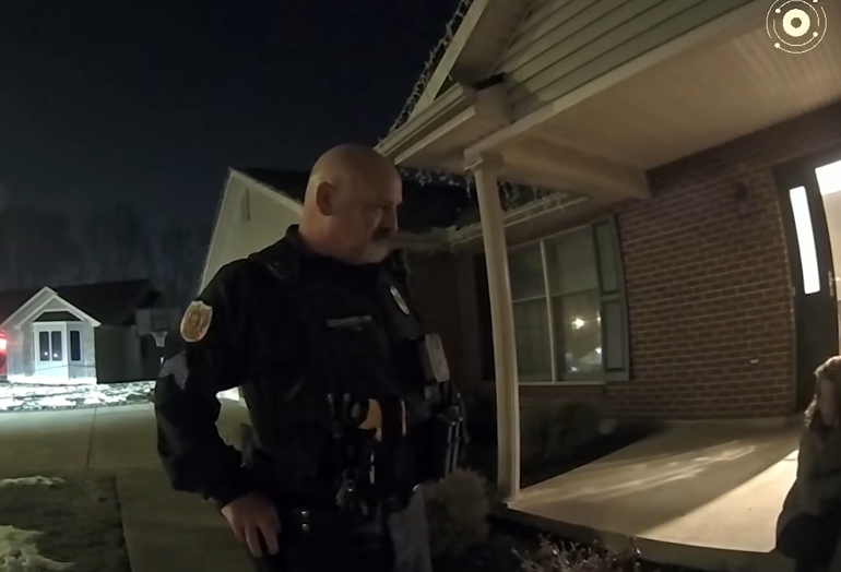 Bodycam footage showing an officer listening to Caleb Flynn, dated March 2, 2026 | Source: YouTube/Law&Crime Network