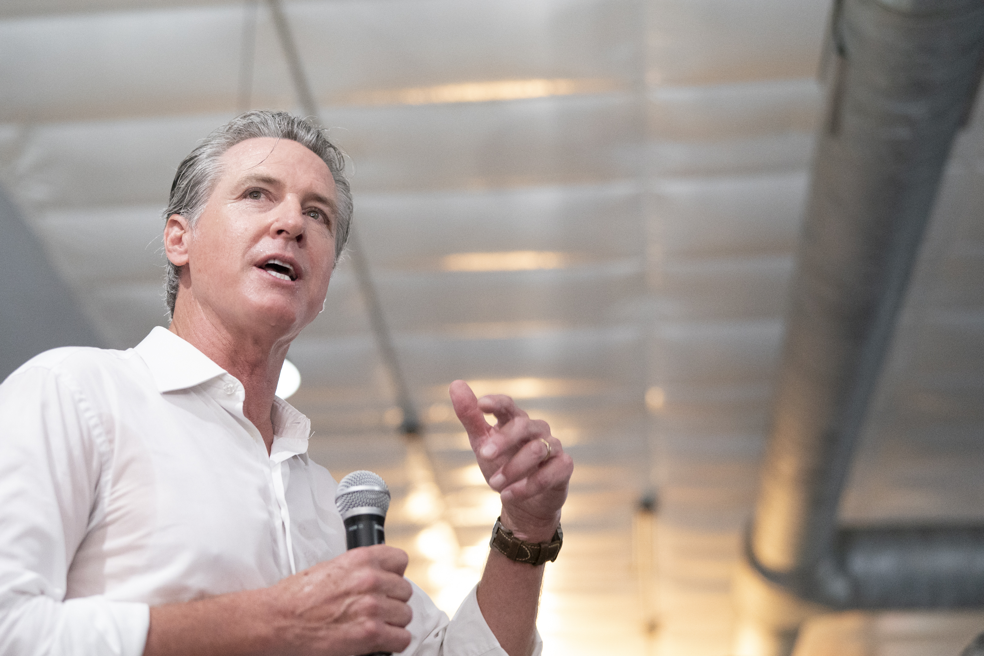 California Gov. Gavin Newsom speaks to a crowd on July 8, 2025 in Florence, South Carolina | Source: Getty Images