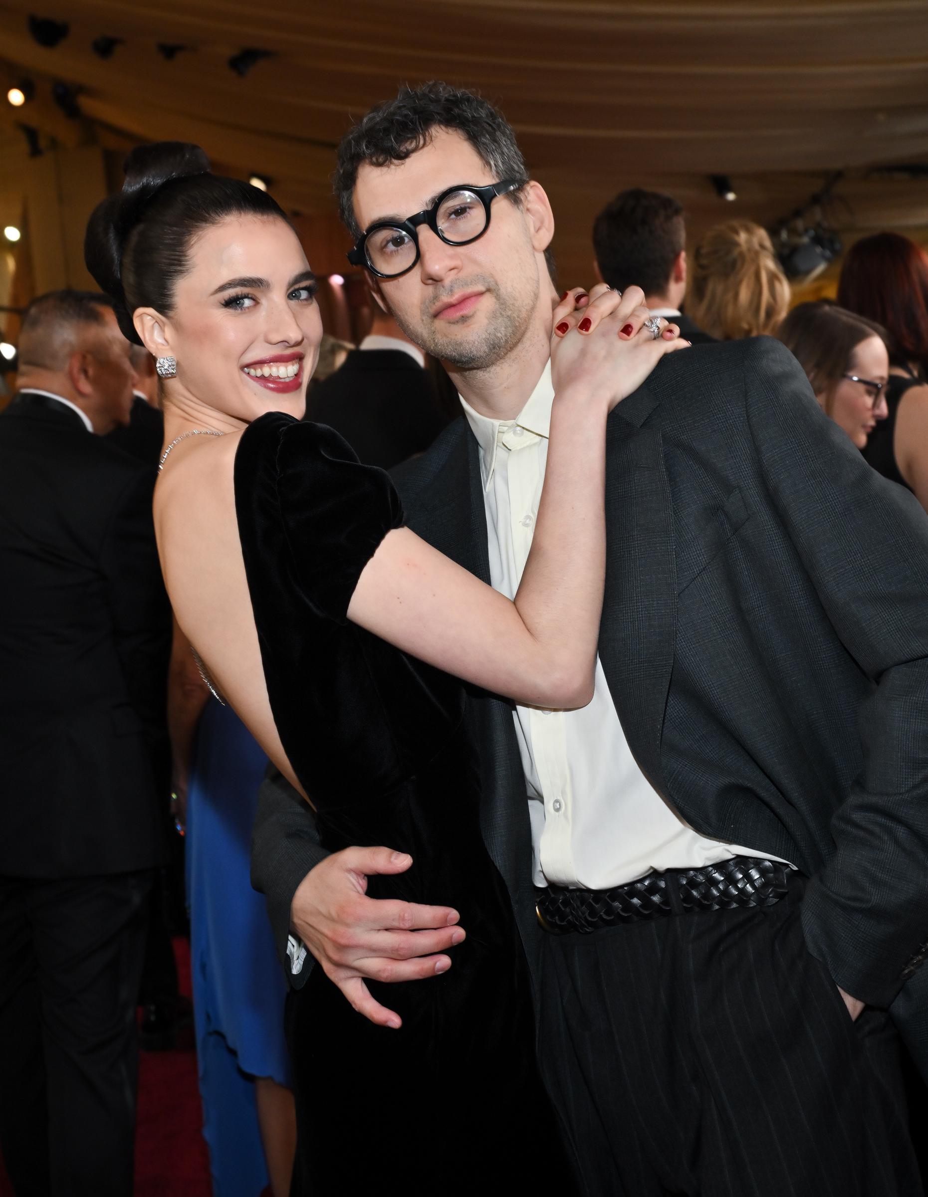 Margaret Qualley and Jack Antonoff pose together at a 2025 event, months before they continued blending their personal and creative lives in the Bleachers music video for "You and Forever." | Source: Getty Images