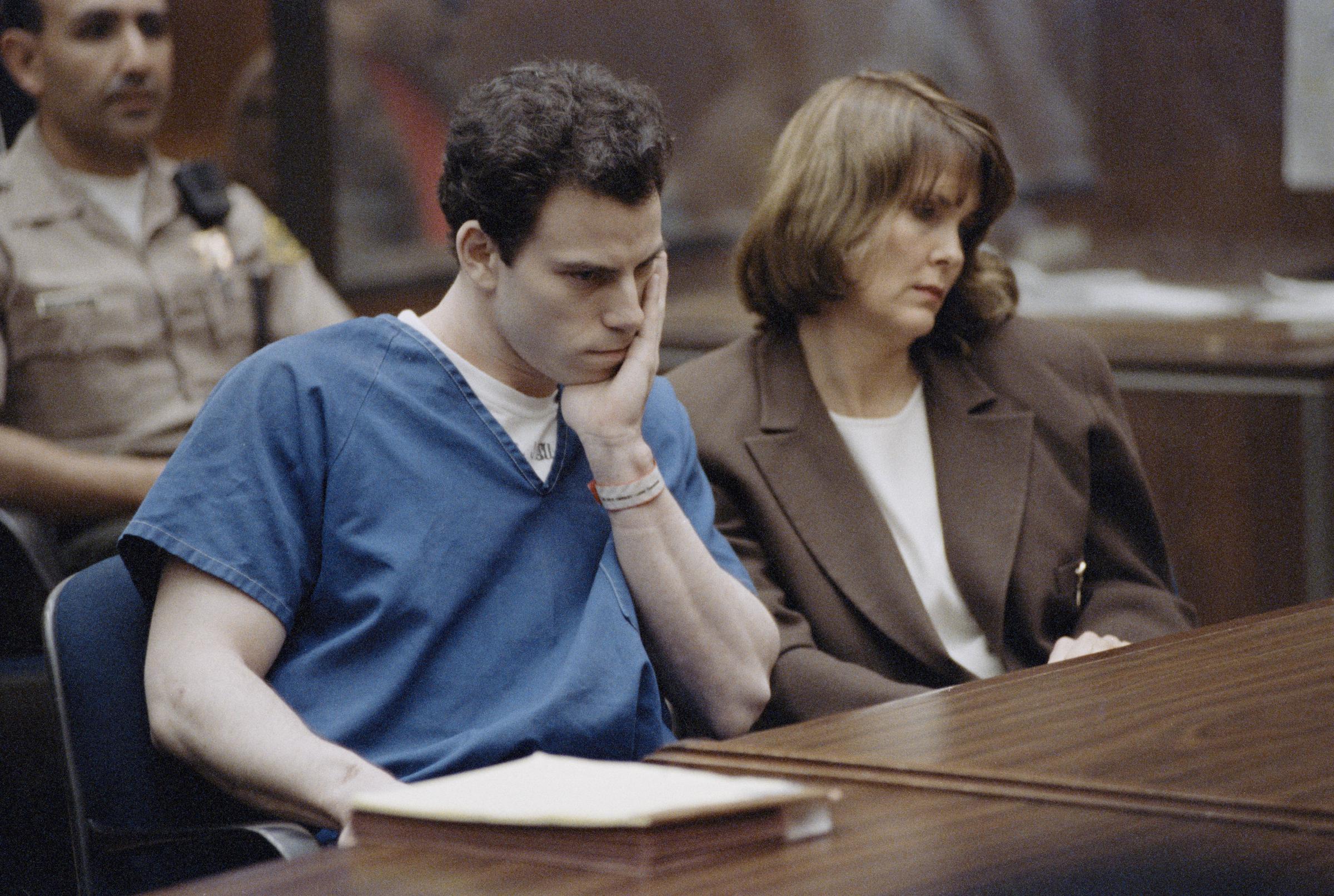 Erik Menendez and attorney Marcia Morrissey on March 9, 1994 in Los Angeles, California | Source: Getty Images