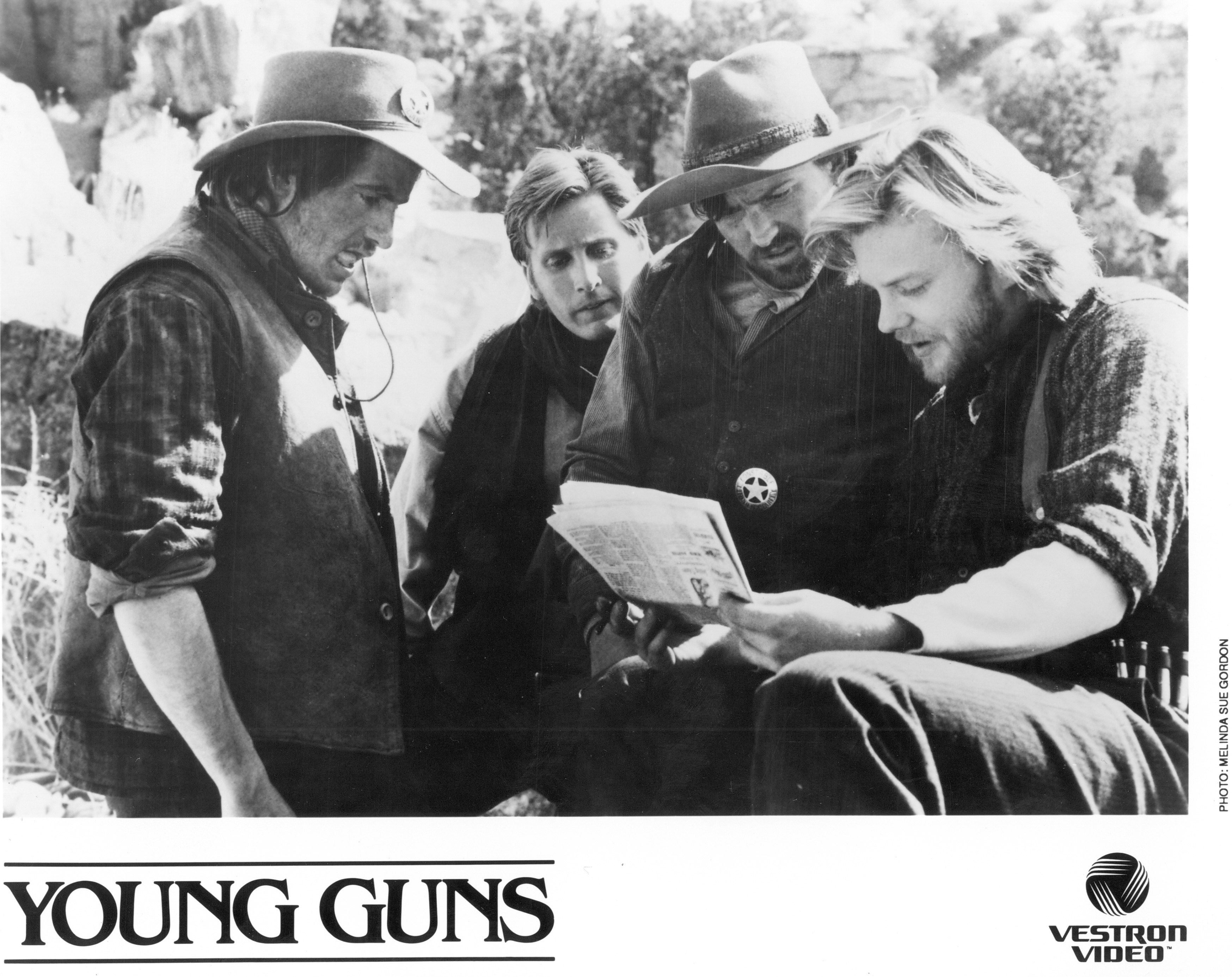 1988: Actors Kiefer Sutherland and Emilio Estevez star in the film Young Guns. | Source: Getty Images
