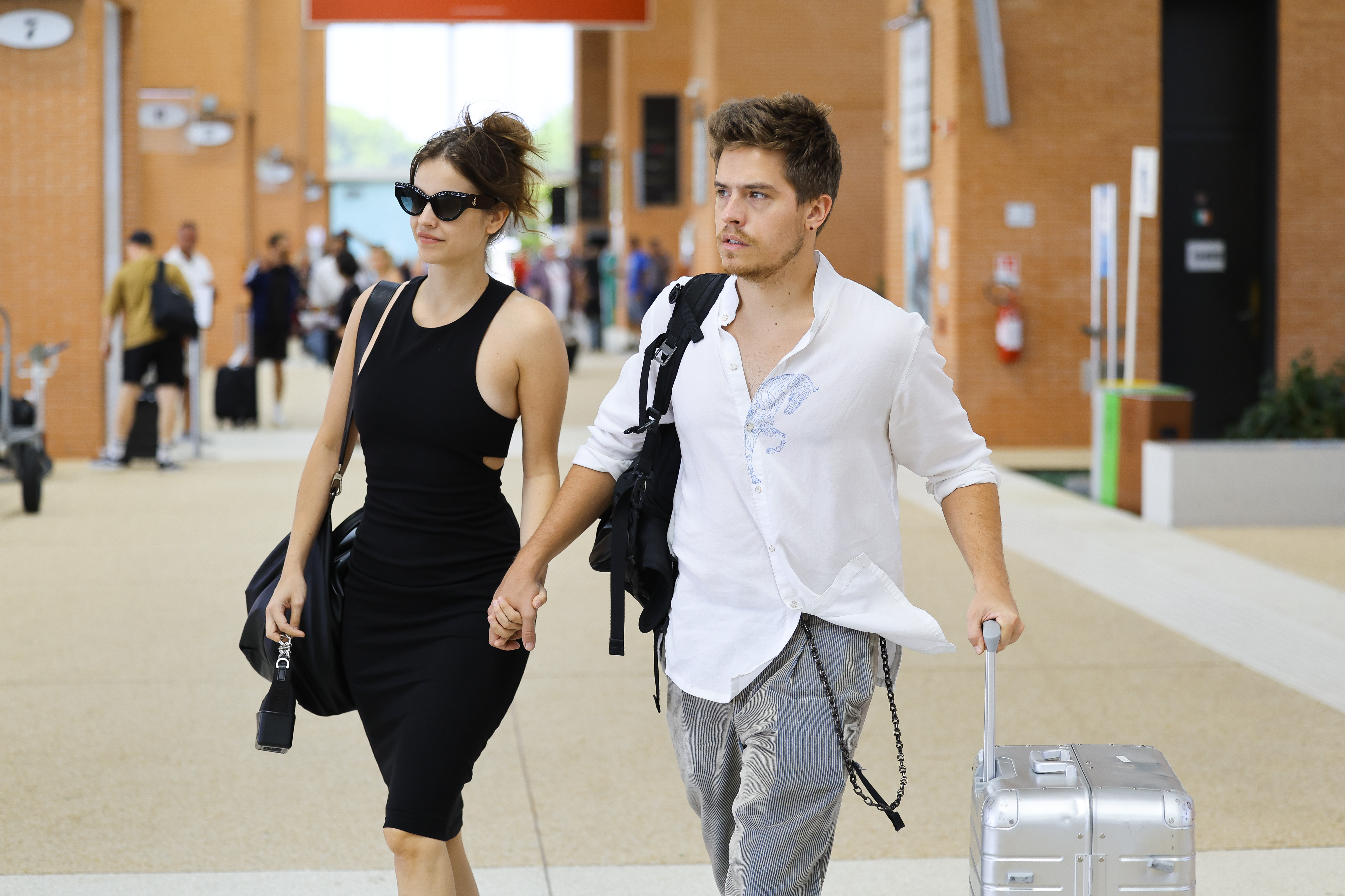 Barbara Palvin and Dylan Sprouse spotted arriving at Venice Airport for the 79th Venice International Film Festival in Italy on August 30, 2022. | Source: Getty Images