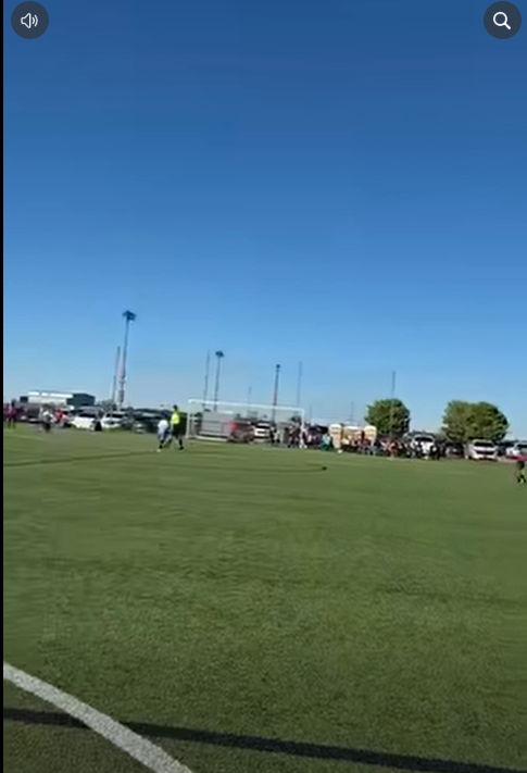 Players and spectators gather on the soccer field at Stryker Sports Complex in Wichita, Kansas, before the October 17, 2026, incident that left two people dead and 10 injured. | Source: Facebook/Abby Blabby- True Crime & News