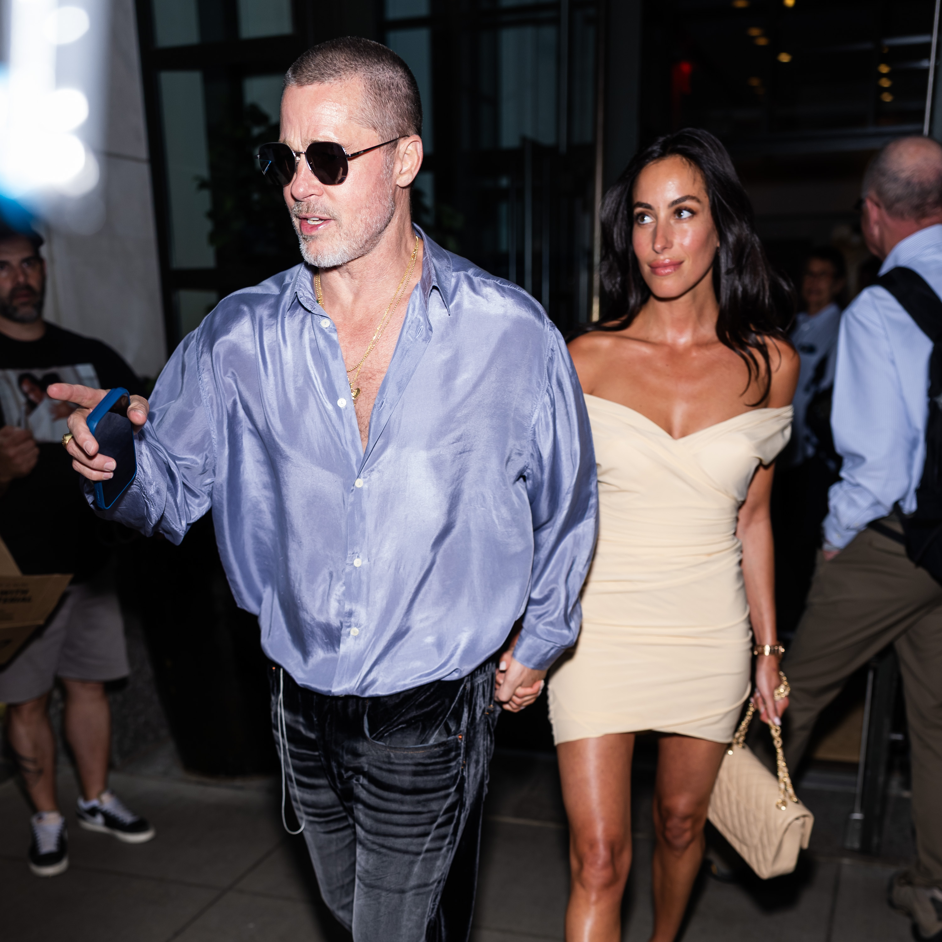 Brad Pitt and Ines de Ramon are seen in Midtown in New York City on June 13, 2025 | Source: Getty Images