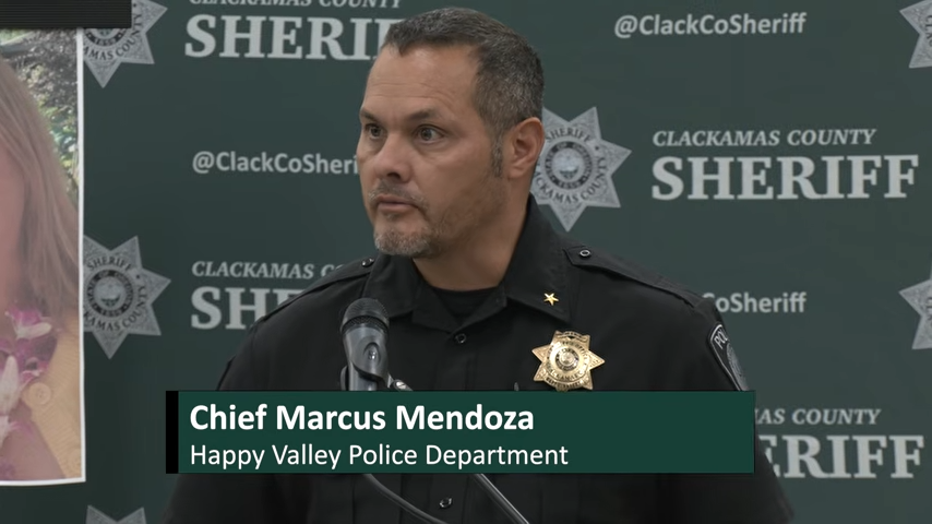Happy Valley Police Chief Marcus Mendoza speaks at a news conference as authorities discuss the investigation involving three members of one family. | Source: YouTube/@ClackCoSheriff