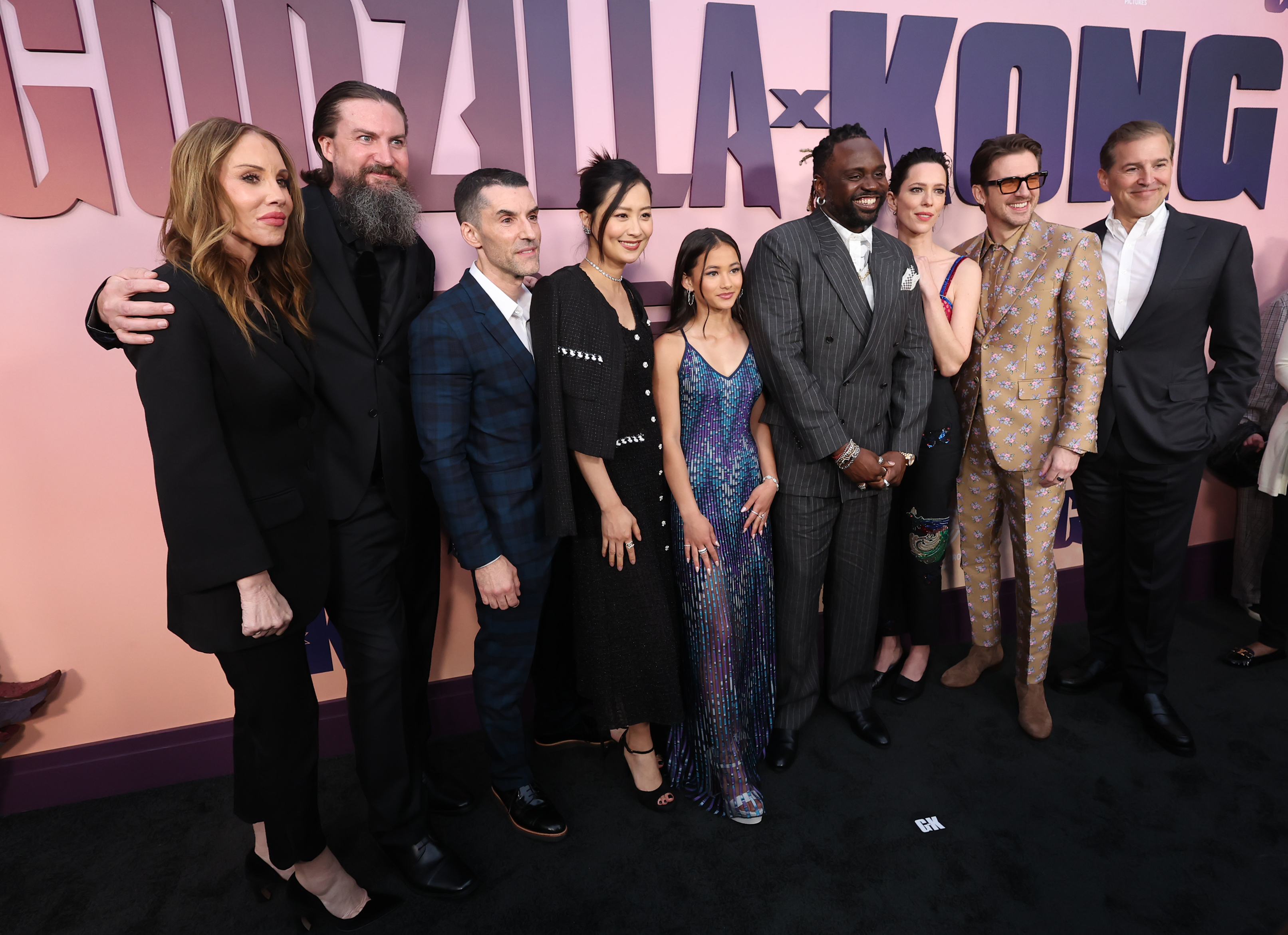 Kaylee Hottle joins co-stars Rebecca Hall, Dan Stevens, Brian Tyree Henry, and director Adam Wingard at the Hollywood premiere of "Godzilla x Kong: The New Empire" in March 2024. | Source: Getty Images