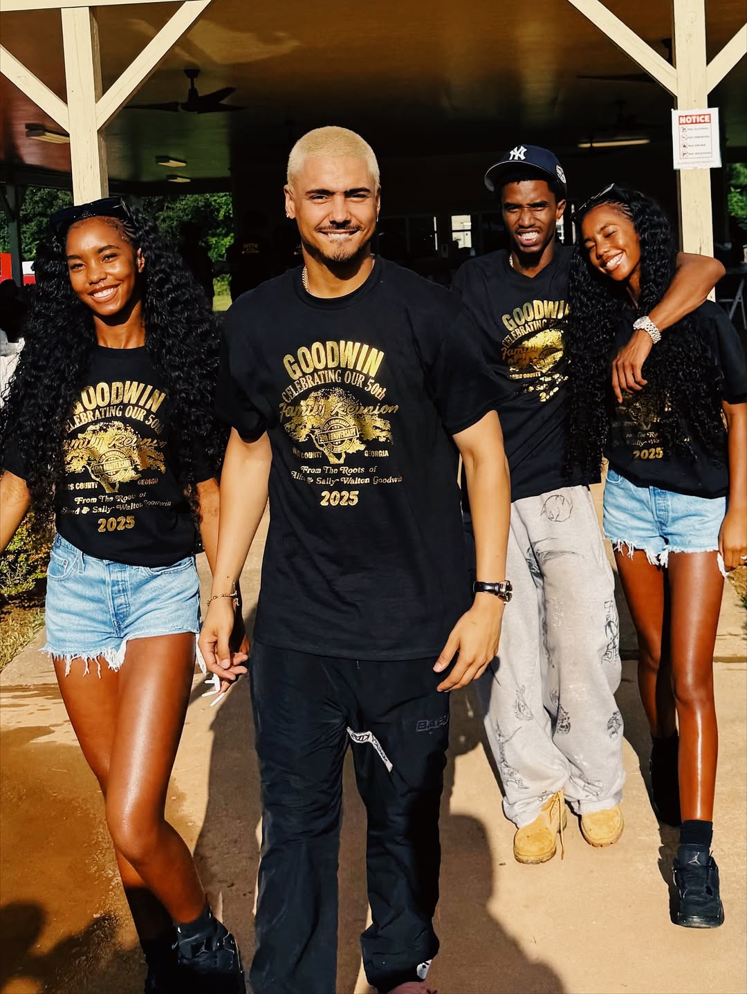 D’Lila, Quincy, Christian, and Jessie walk together during their family's 50th reunion, as posted on November 17, 2025 | Source: Instagram/quincy