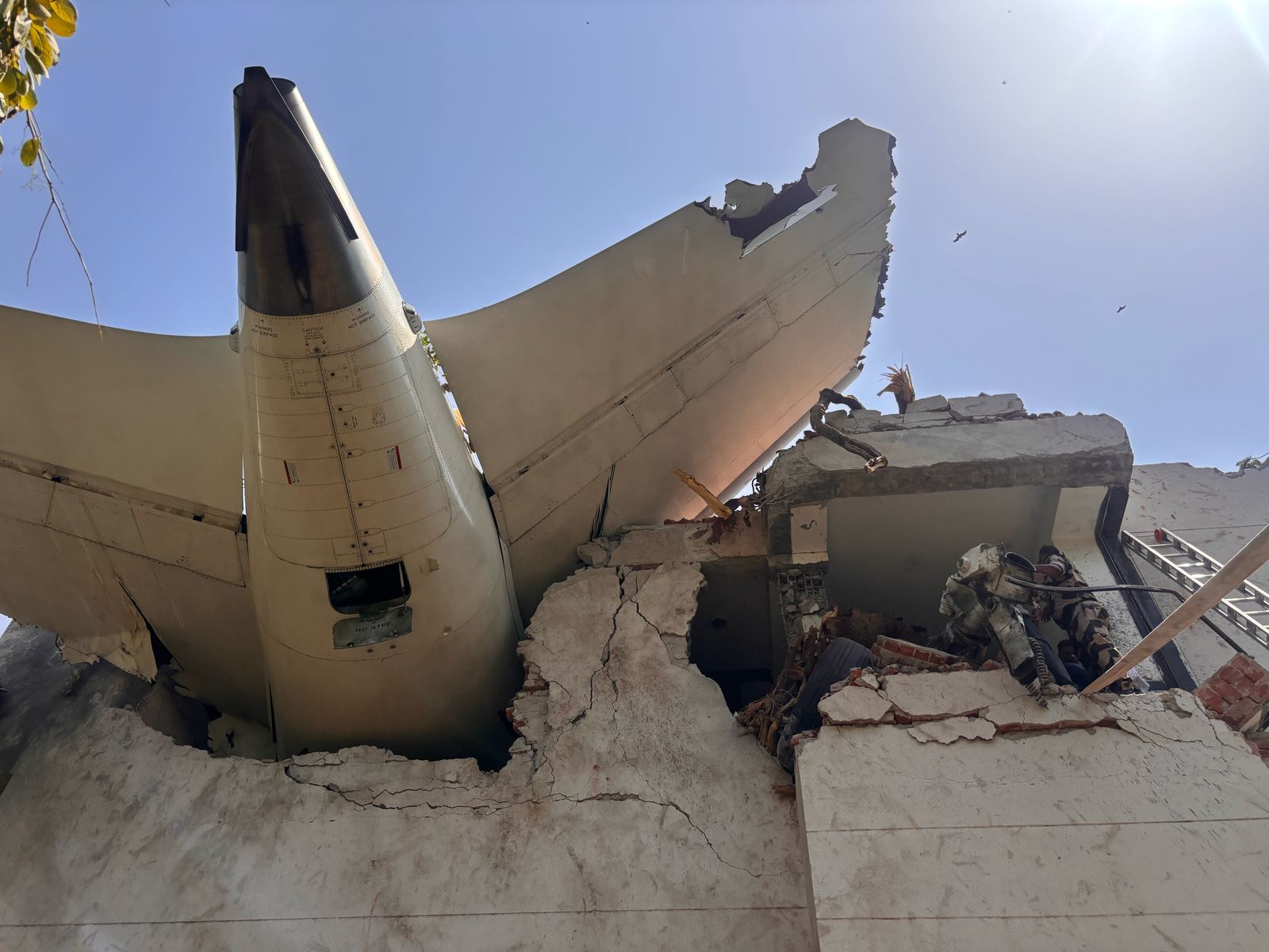 Part of the damaged plane, from a post dated June 12, 2025 | Source: Facebook/official.CISFHQrs