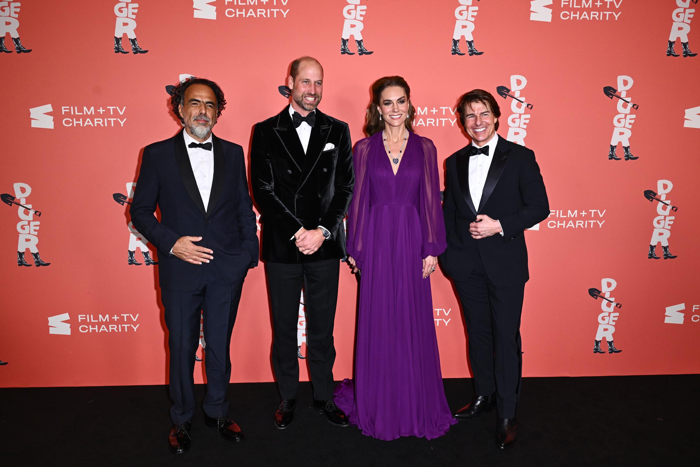 Alejandro González Iñárritu, Prince William, Catherine, and Tom Cruise pose together at the "Digger" World Premiere and Royal Film Performance. The September 22 event in London was held in aid of the U.K.'s Film & TV Charity.