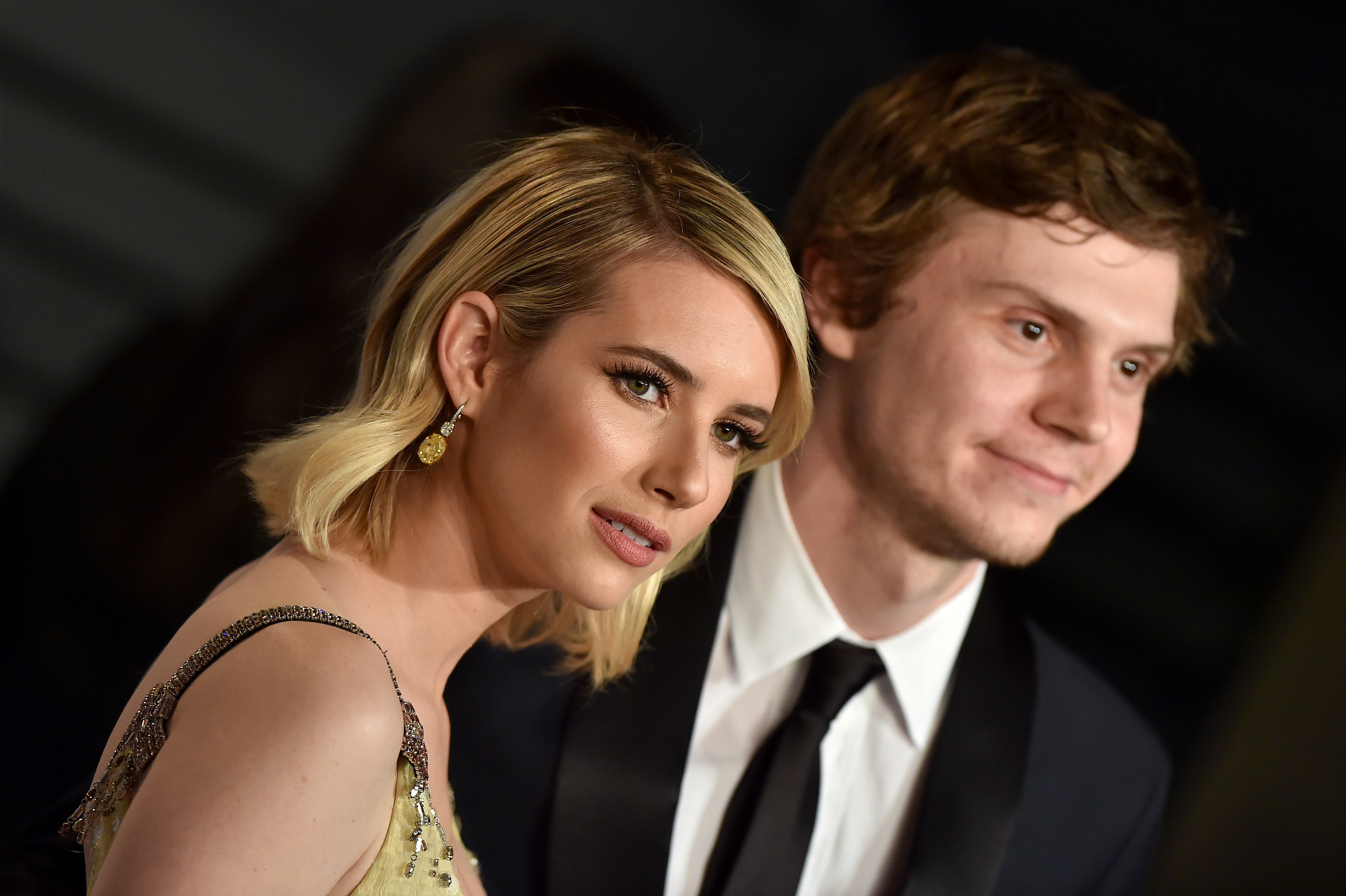 Emma Roberts and Evan Peters attend the 2018 Vanity Fair Oscar Party in Beverly Hills, California, on March 4, 2018. The couple announced their engagement in 2014 before ending their on-and-off relationship in 2019. | Source: Getty Images