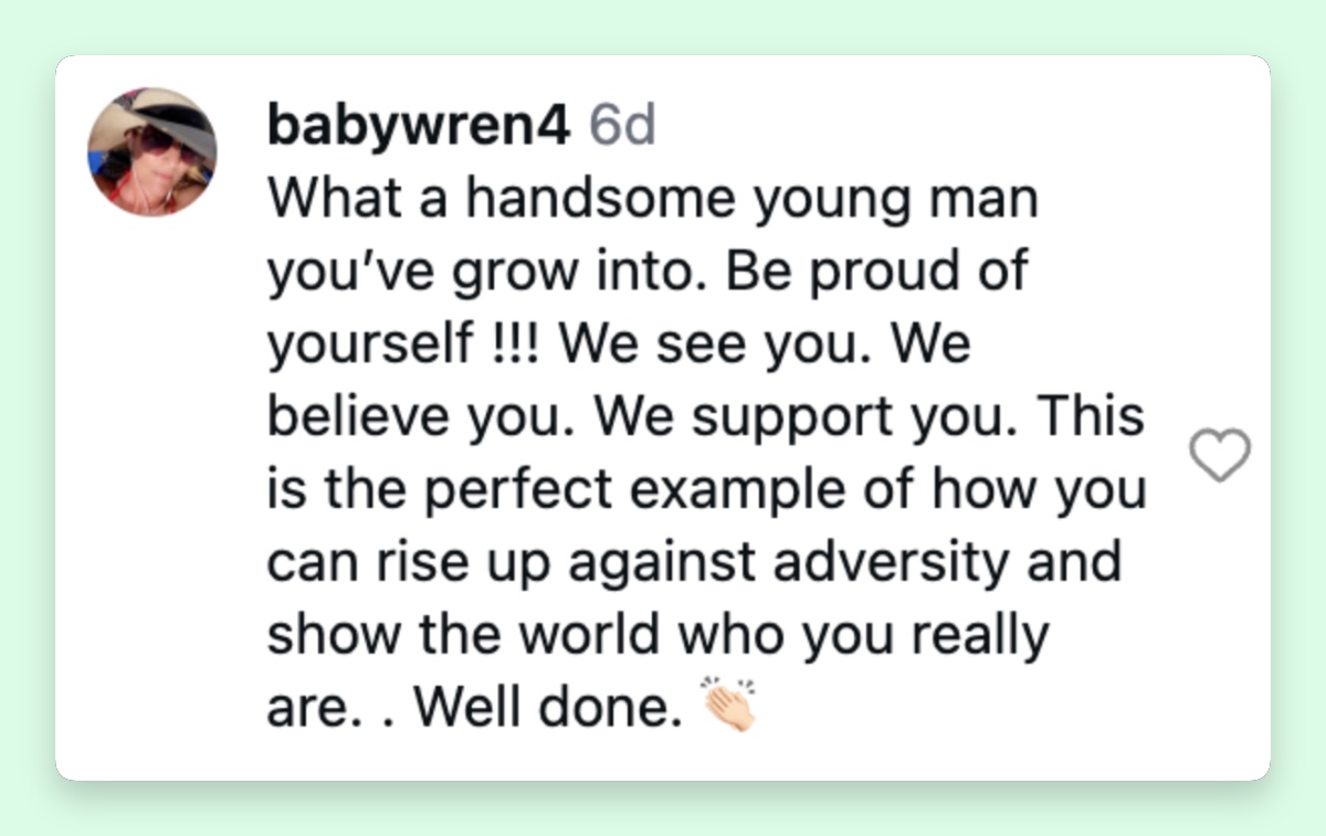 Messages of support often reflected more than nostalgia, with fans connecting Collin’s adult return to the difficult experiences he has described from his younger years. | Source: Instagram