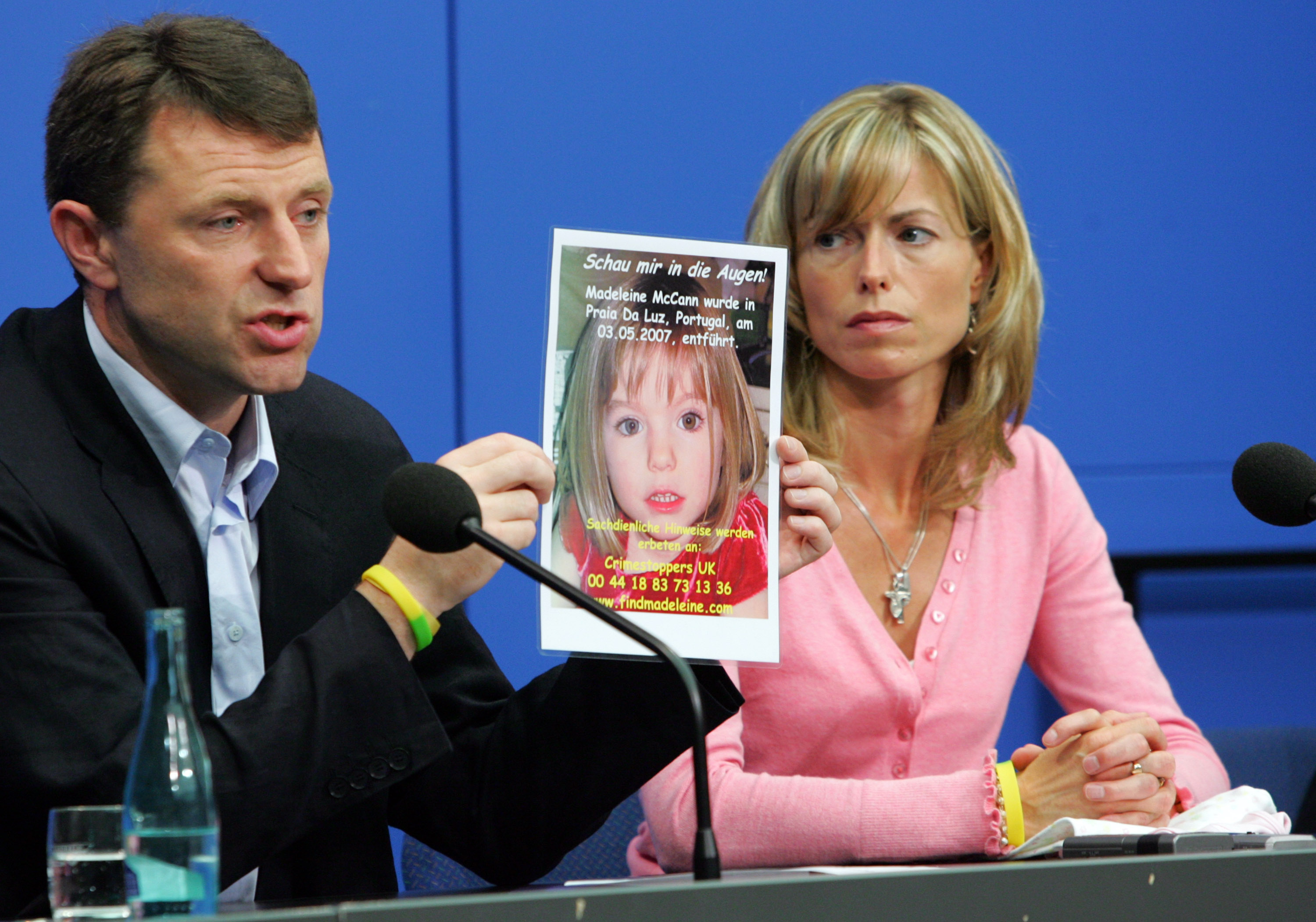 Kate and Gerry McCann during a press conference on June 6, 2007, in Berlin, Germany. | Source: Getty Images