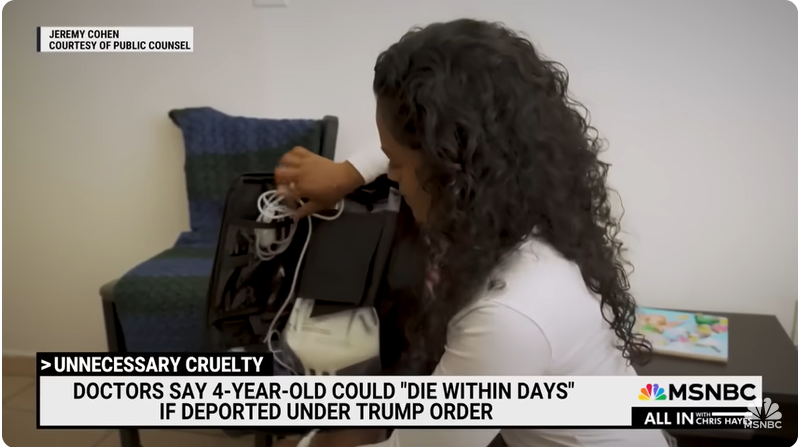 Deysi Vargas handling Sofia's backpack, from a post dated May 29, 2025 | Source: Youtube/@msnbc