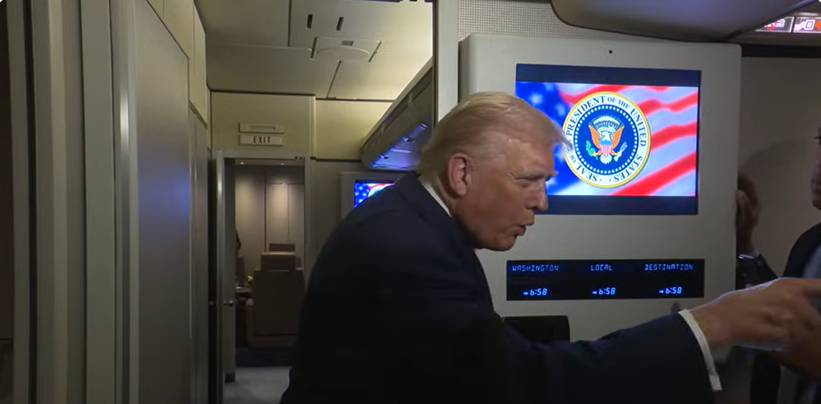President Donald Trump points at the journalist as he issues the derogatory command, as seen from the video post dated November 15, 2025. | Source: YouTube/TheWhiteHouse