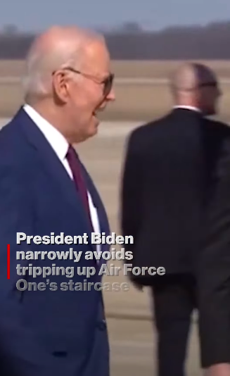 Former U.S. President Joe Biden smiling at the people gathered by Air Force One before making his way to the steps, posted on February 21, 2024. | Source: YouTube/New York Post