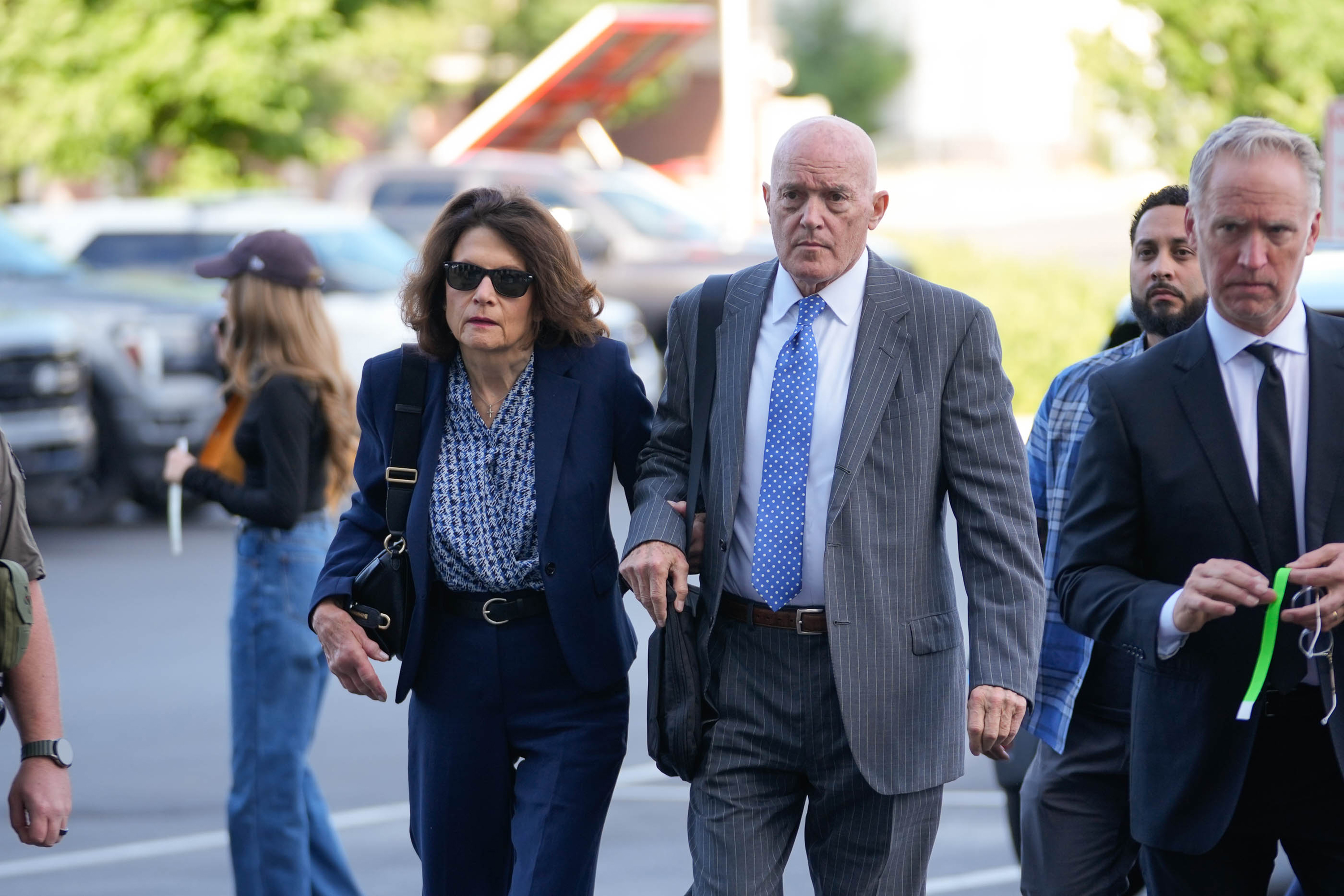 Erika Kirk was not alone as she walked in with her husband's parents, Robert Kirk and Kathryn Kirk. They arrived at the courthouse for a weeklong preliminary hearing for Tyler Robinson, the man accused of killing Charlie Kirk, on July 6, 2026, in Provo, Utah. | Source: Getty Images