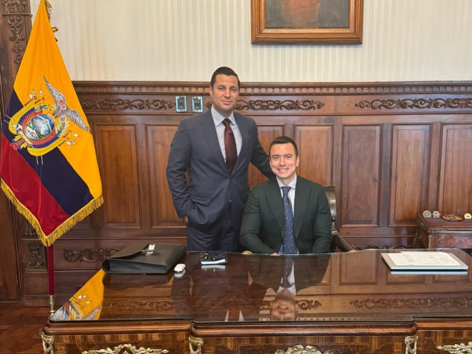 Late Ecuadorian Intelligence Chief Michele Sensi-Contugi standing alongside his close friend and ally, Ecuadorian President Daniel Noboa. | Source: Instagram/danielnoboaok