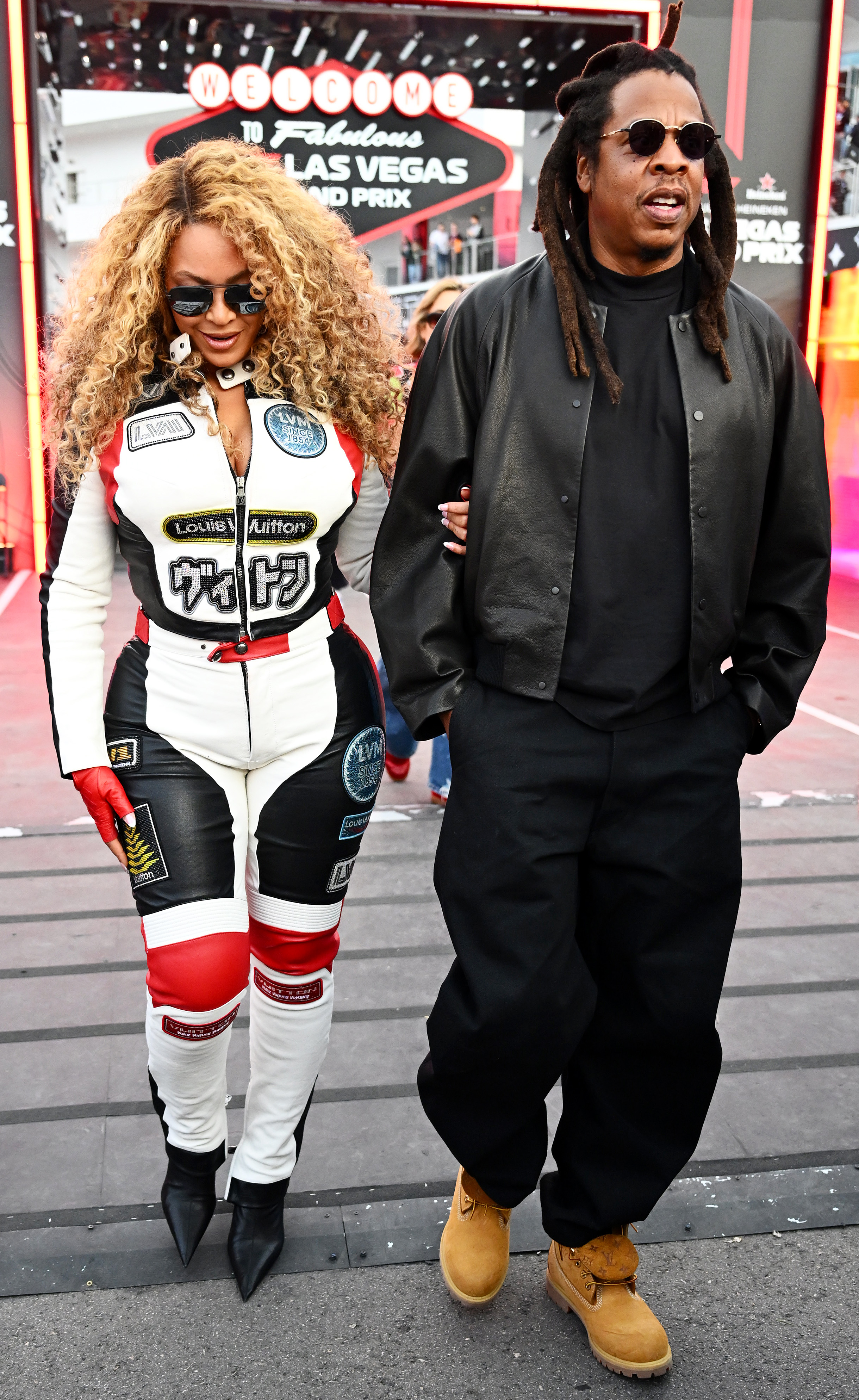 Beyonce and Jay-Z arrive hand-in-hand at the F1 Grand Prix of Las Vegas. | Source: Getty Images