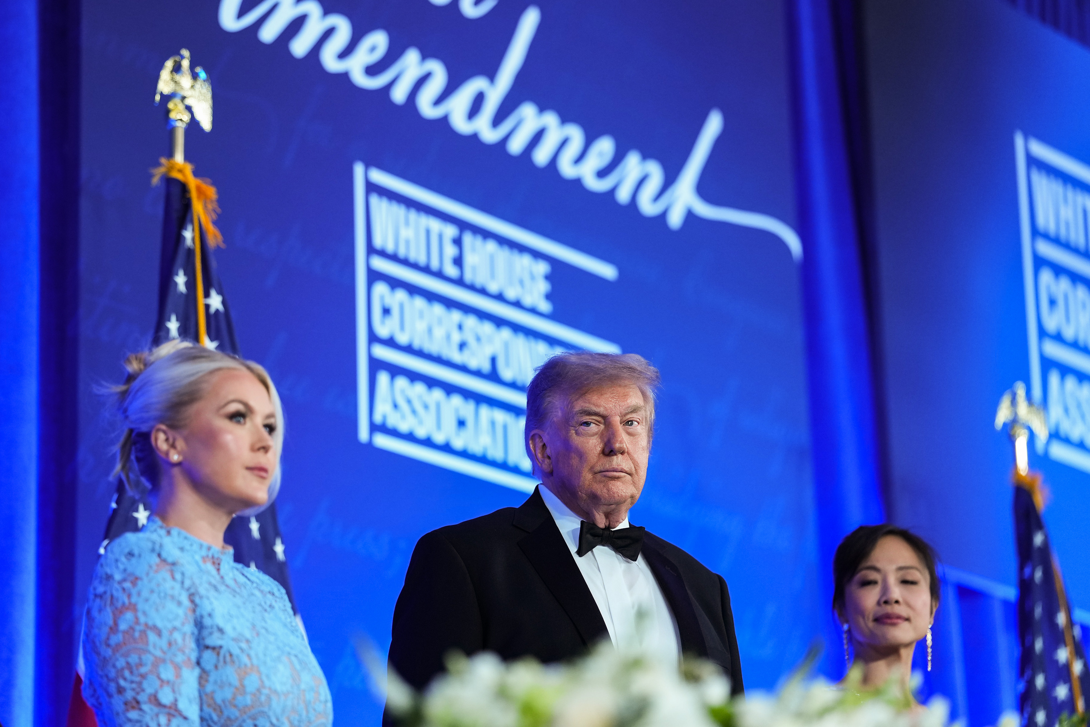Karoline Leavitt and President Donald Trump at the annual White House Correspondents' Dinner. | Source: Getty Images