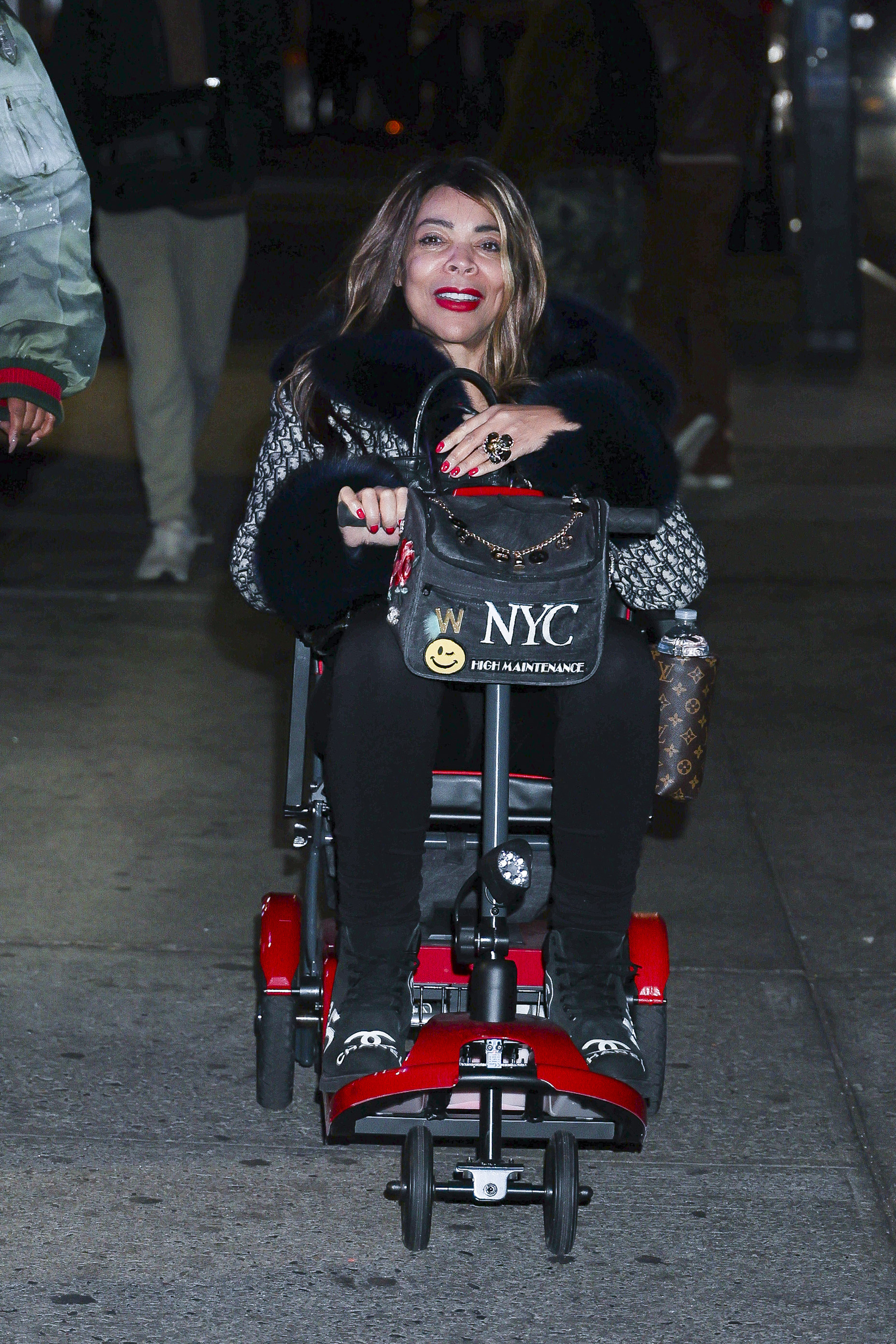 A previous sighting of Williams in New York offered a very different glimpse of the former talk show host. Seen at Tucci restaurant in NoHo on March 15, 2025, Williams was photographed seated on a mobility scooter, dressed in dark clothing with a fur-trimmed jacket and her signature bold red lipstick. | Source: Getty Images