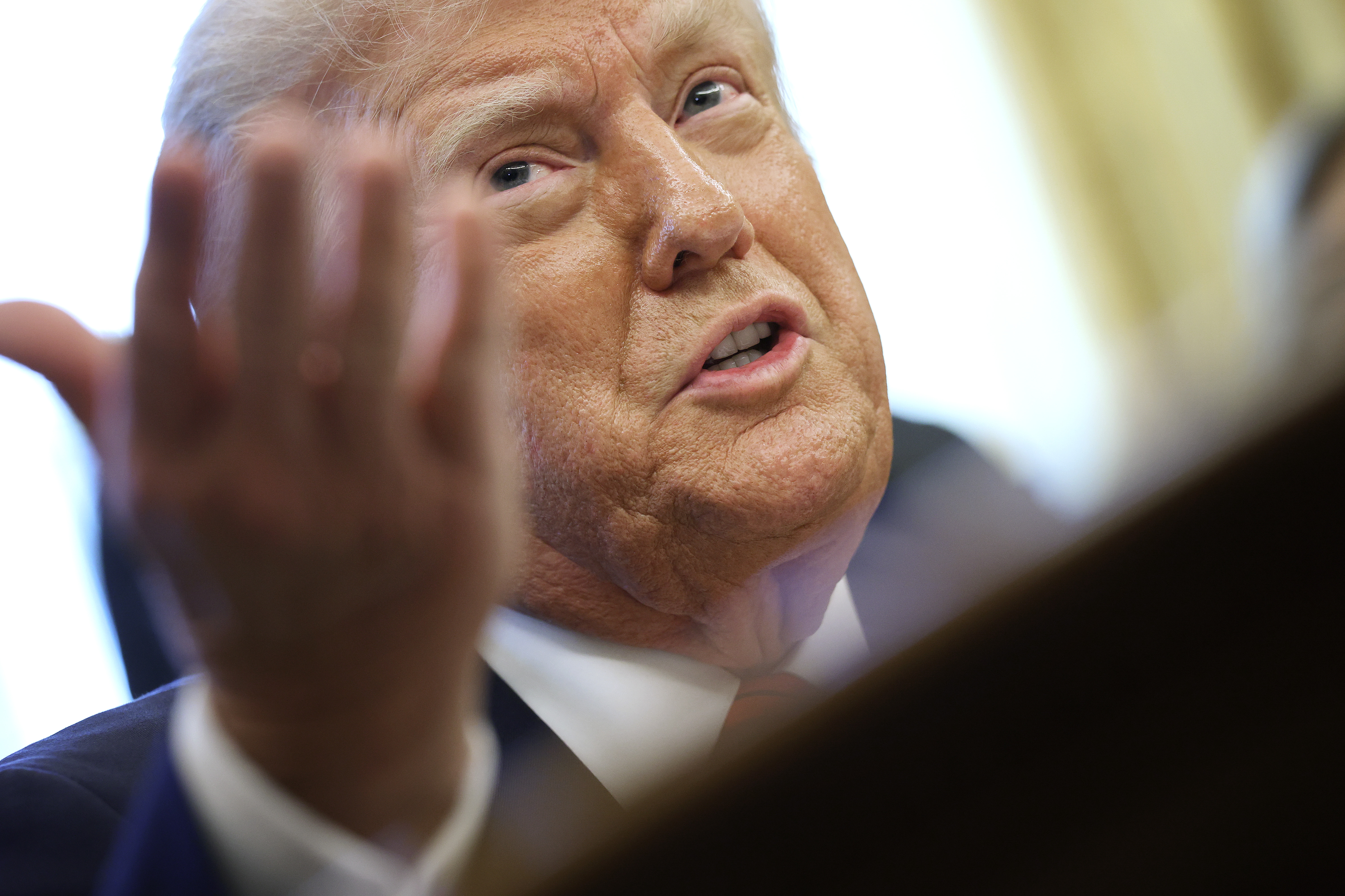 U.S. President Donald Trump speaks to reporters in the Oval Office at the White House in Washington, D.C., on April 17, 2025 | Source: Getty Images
