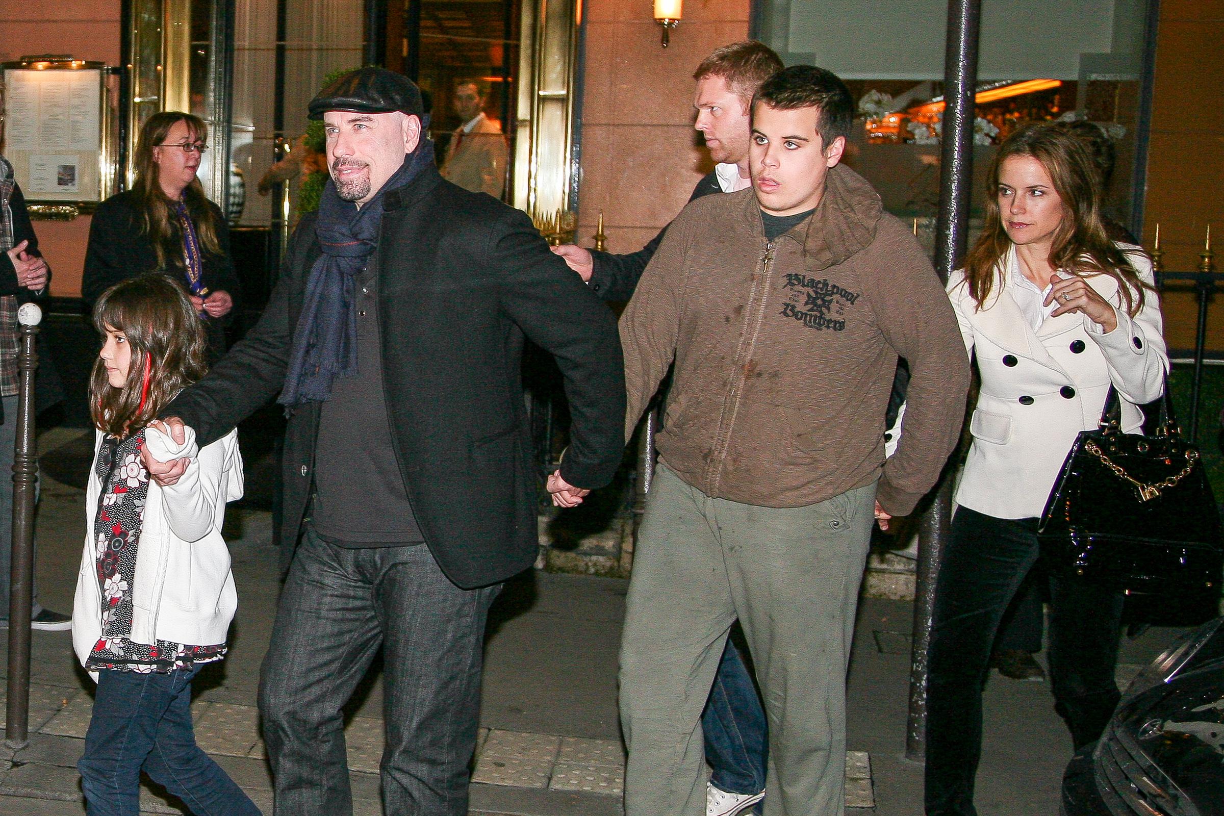 Jett Travolta seen leaving a restaurant with his family on November 3, 2008, in Paris, France. | Source: Getty Images