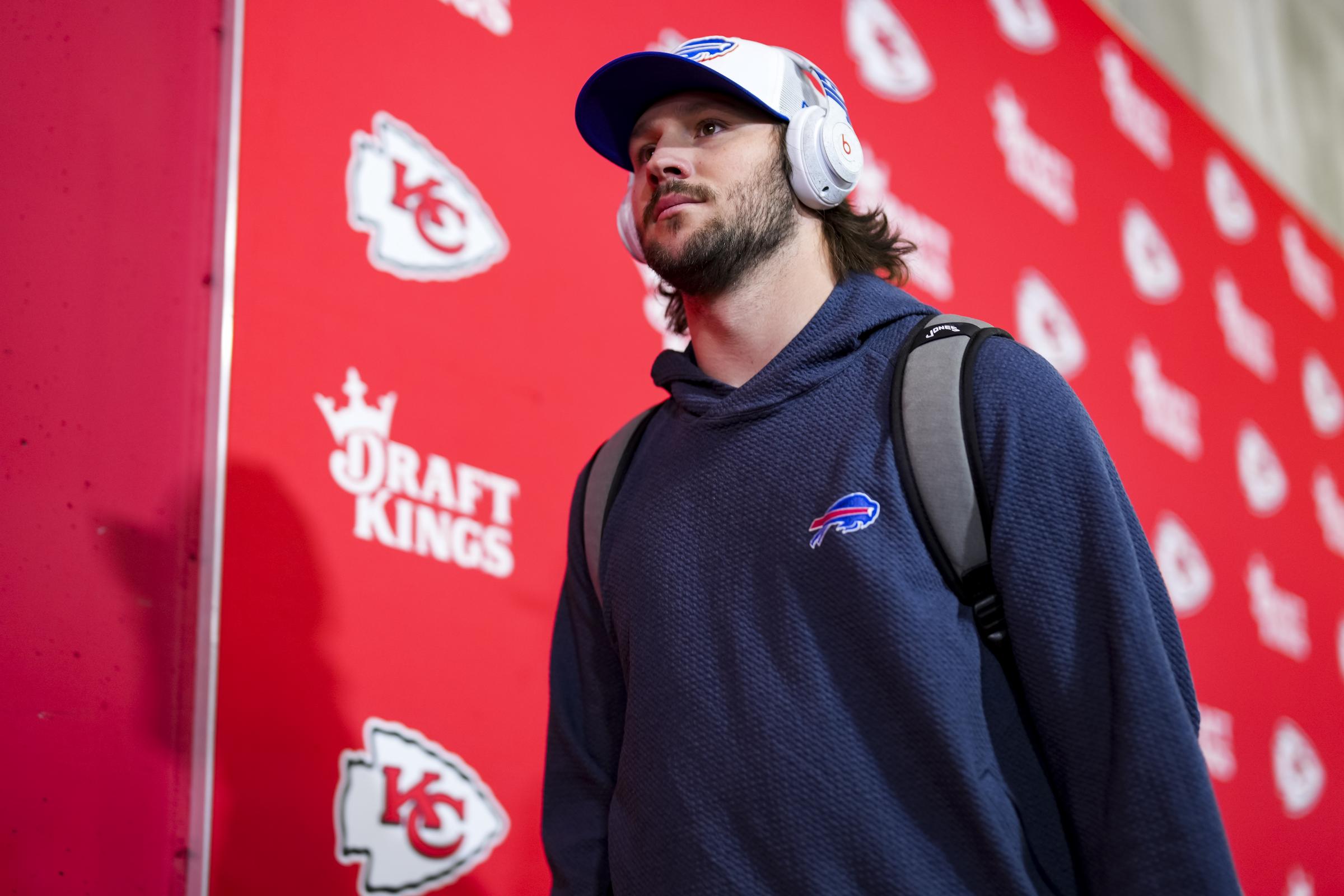Josh Allen of the Buffalo Bills arriving at GEHA Field at Arrowhead Stadium prior to the AFC Championship game against the Kansas City Chiefs on January 26, 2025, in Kansas City, Missouri. | Source: Getty Images