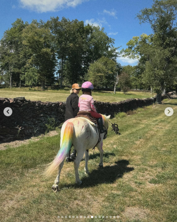 Gigi Hadid's daughter, Khai, riding a pony in a post dated September 20, 2024 | Source: Instagram/gigihadid