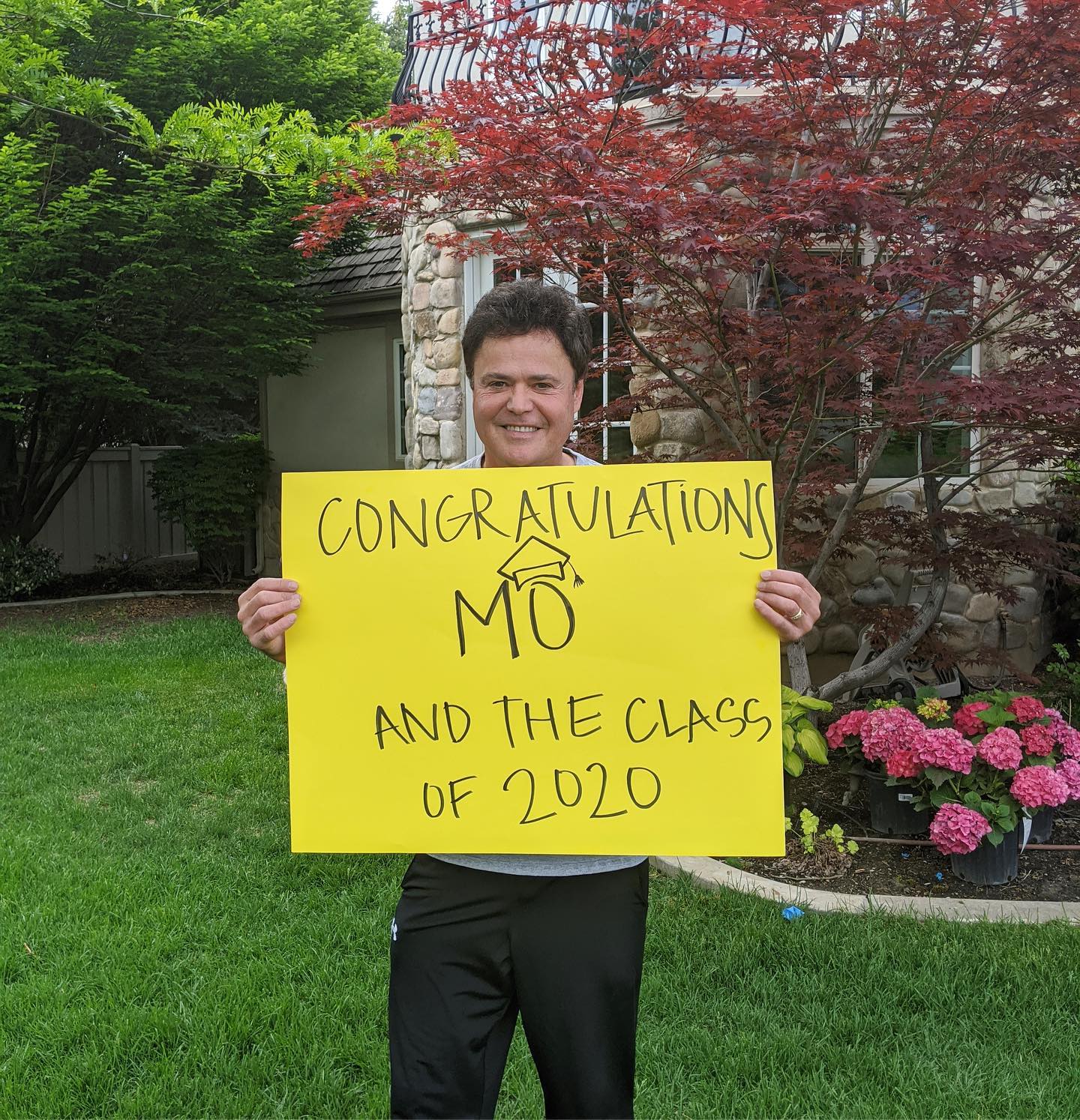Donny celebrated the class of 2020 with a personalized congratulatory message, capturing a family milestone during an extraordinary year. The photograph reflects the importance of marking special occasions, even when celebrations look different from what people originally planned. | Source: Instagram/donnyosmond