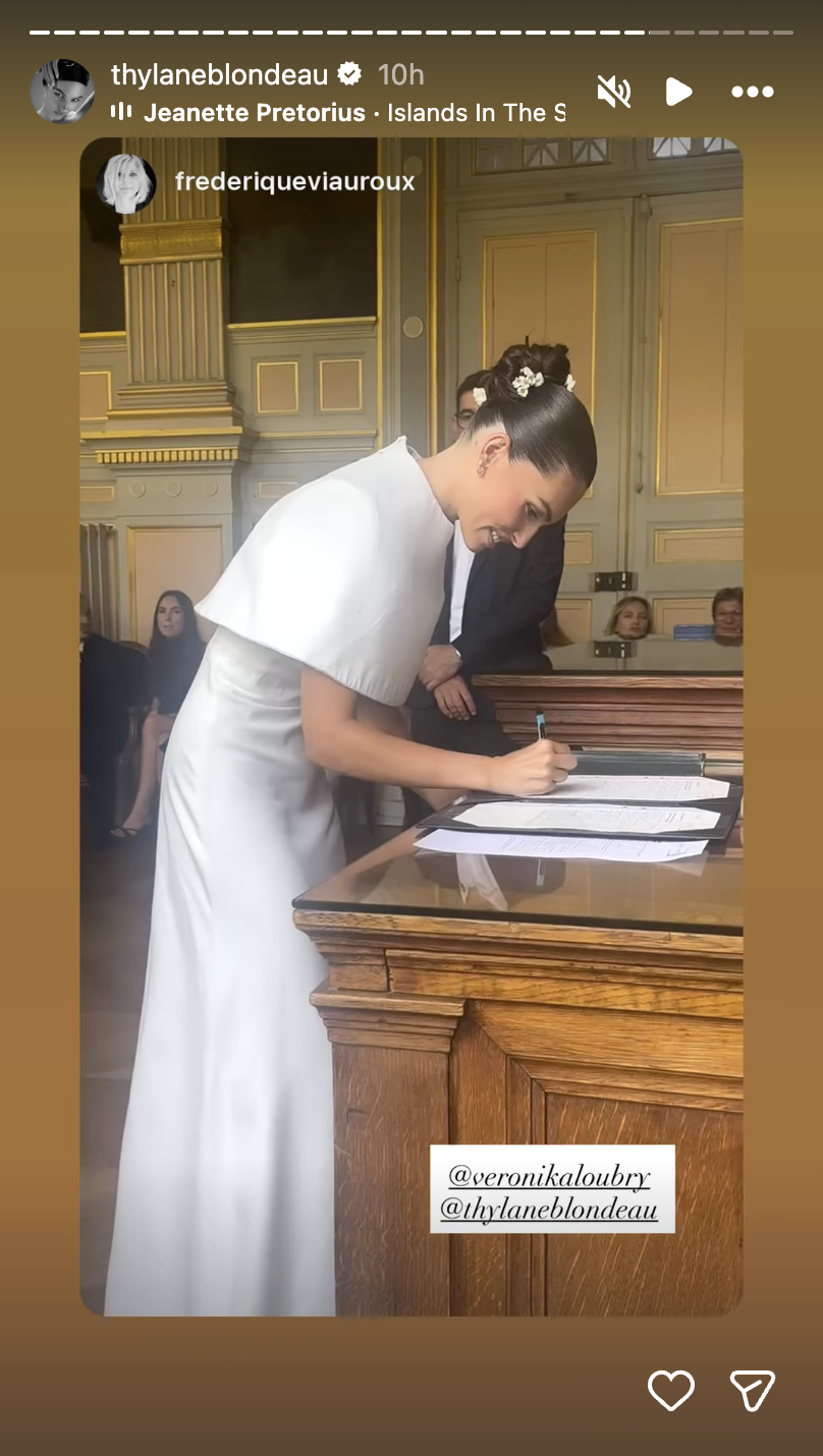 One of the most memorable moments came as Blondeau signed the official marriage register, making the union legally official. | Source: Instagram/thylaneblondeau