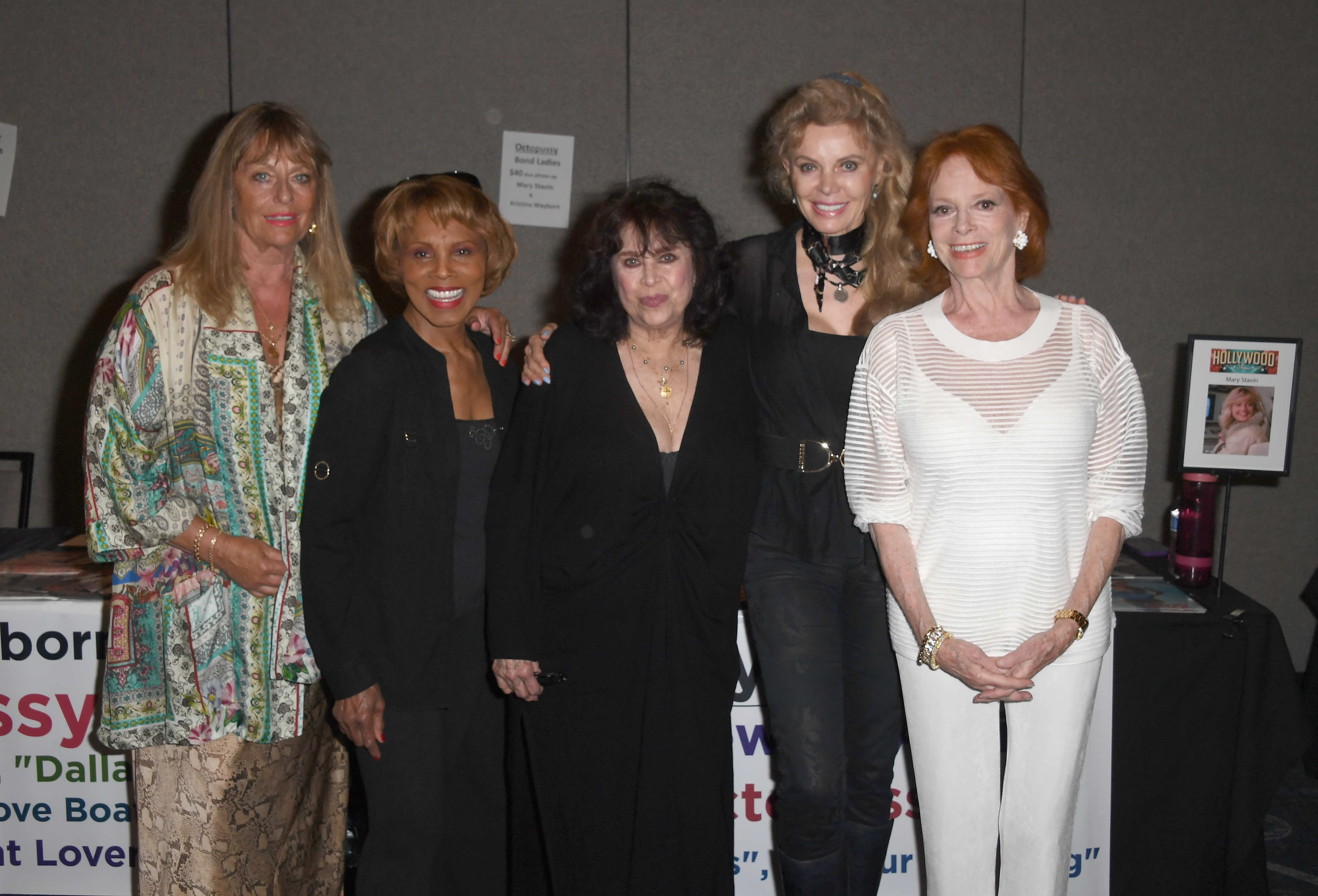 Mary Stävin, Gloria Hendry, Lana Wood, Kristina Wayborn and Luciana Paluzzi attend The Hollywood Show held at Los Angeles Marriott Burbank Airport on July 2, 2022 | Source: Getty Images