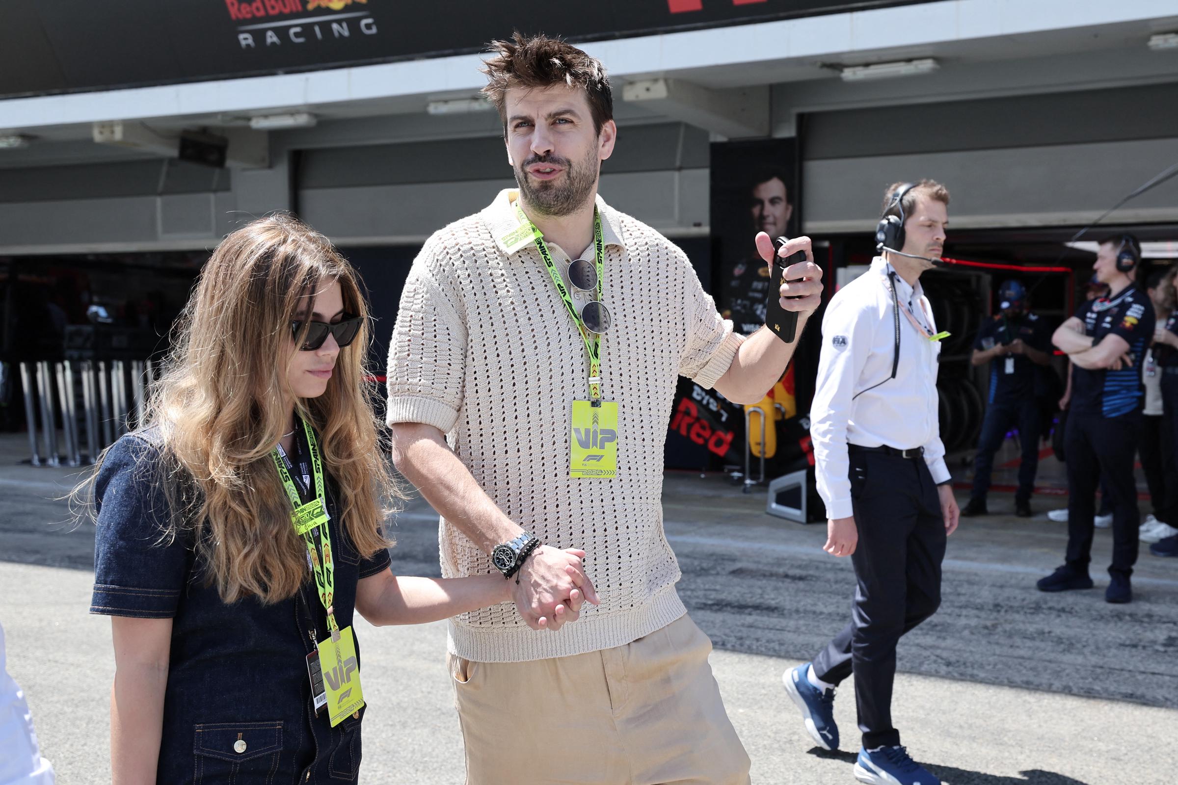 Clara Chía Martí and Gerard Piqué during the Spanish Formula One Grand Prix at the Circuit de Catalunya on June 23, 2024. | Source: Getty Images