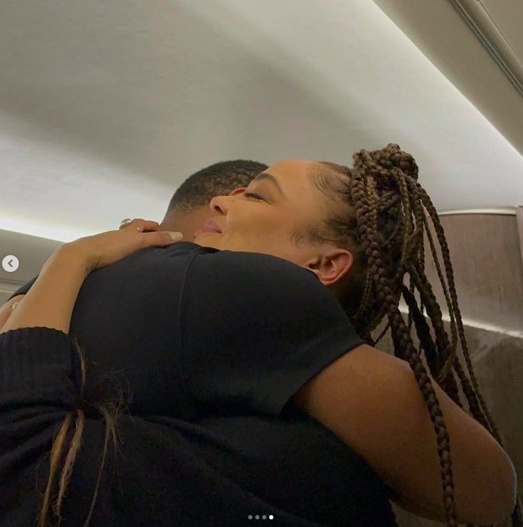 Michael B. Jordan and Tessa Thompson sharing a warm embrace, posted on March 5, 2023. | Source: Instagram/tessamaethompson