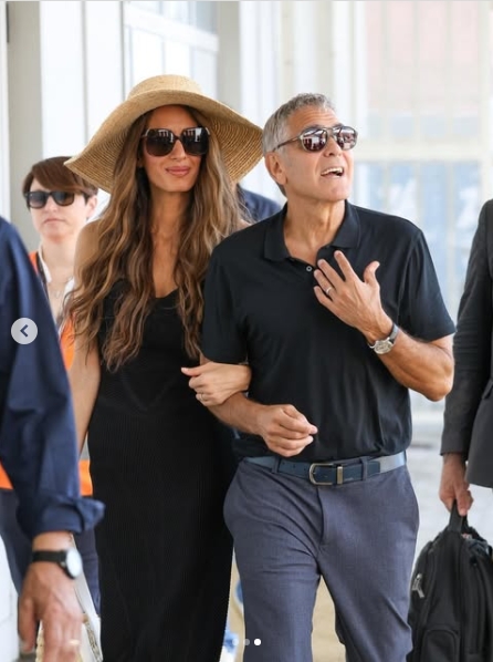 Amal and George Clooney from a post dated August 29, 2025. | Source: Instagram/justjared