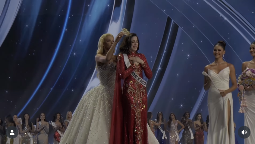 Former Miss Universe Victoria Kjaer Theilvig crowns Mexico's Fatima Bosch as new Miss Universe, as seen from a clip dated November 21, 2025. | Source: Instagram/missuniverse