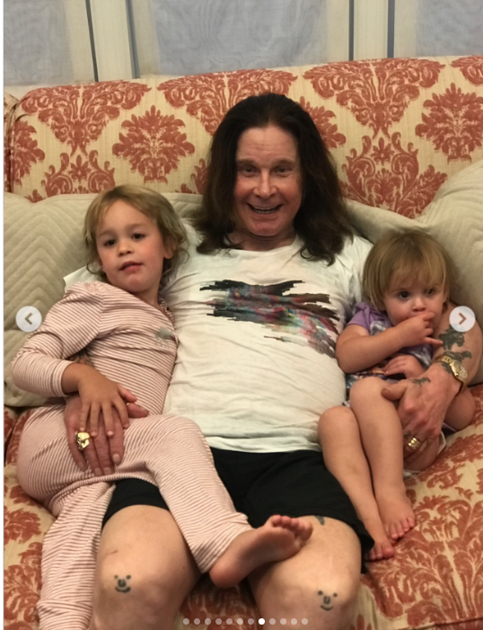 Ozzy Osbourne takes photo with two of his grandchildren, from a post dated July 24, 2025 | Source: Instagram/lisastelly