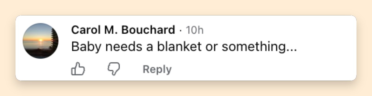 One viewer was among several commenters who focused on how warmly nine-week-old Alec appeared to be dressed during the family's Alaska arrival. | Source: Facebook/FoxNews